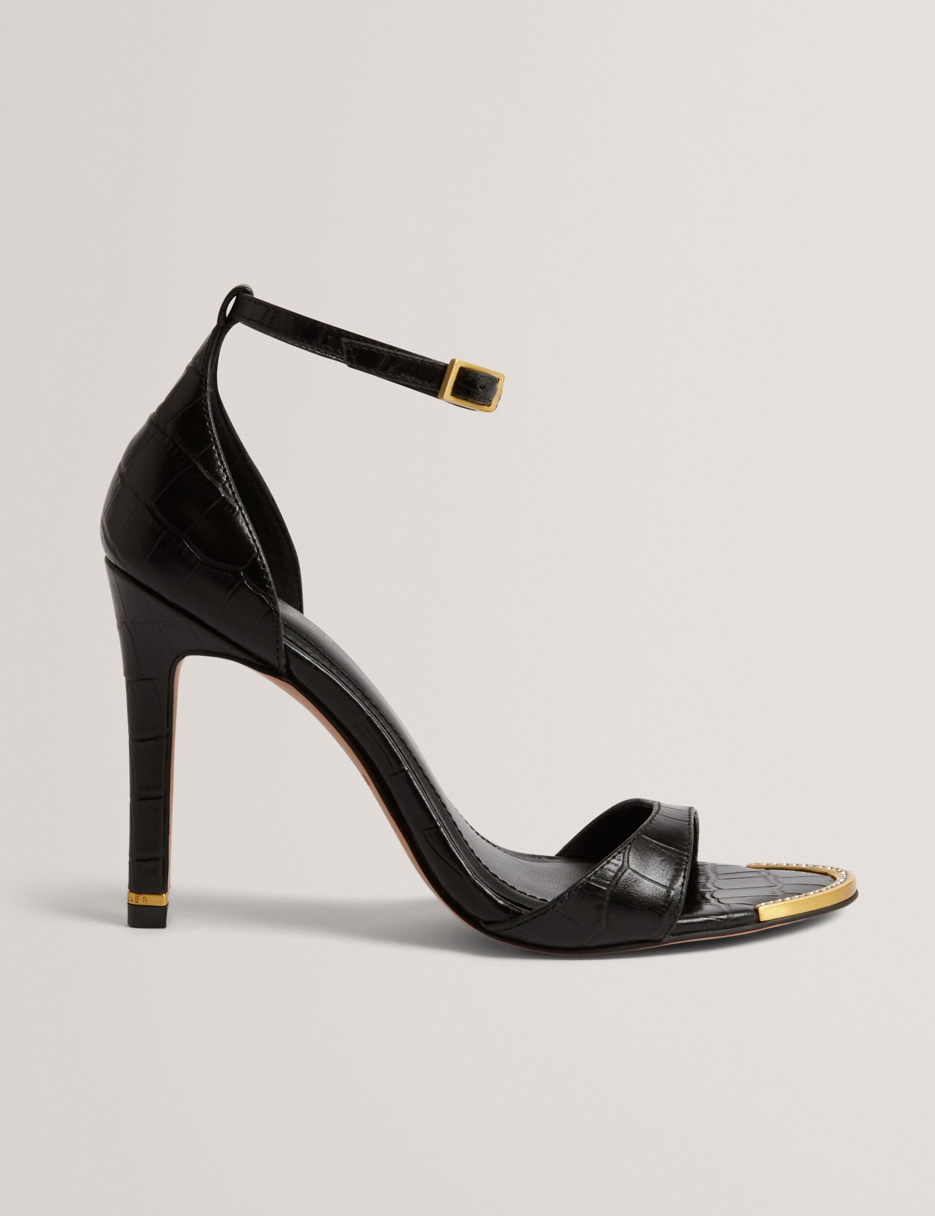 Ted Baker Helliy Croc Effect Leather Stiletto Heel Sandals Women's