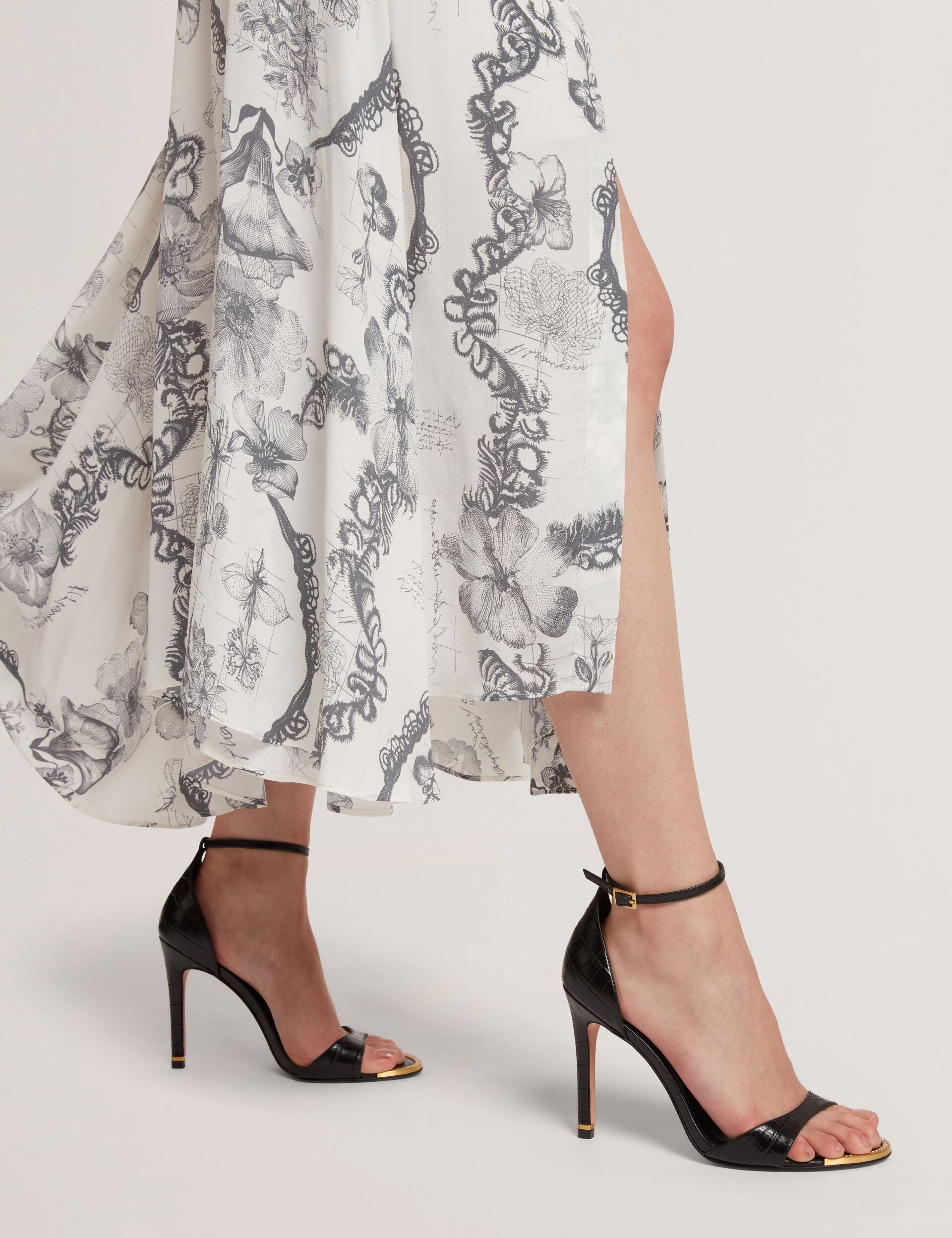 Ted Baker Helliy Croc Effect Leather Stiletto Heel Sandals Women's