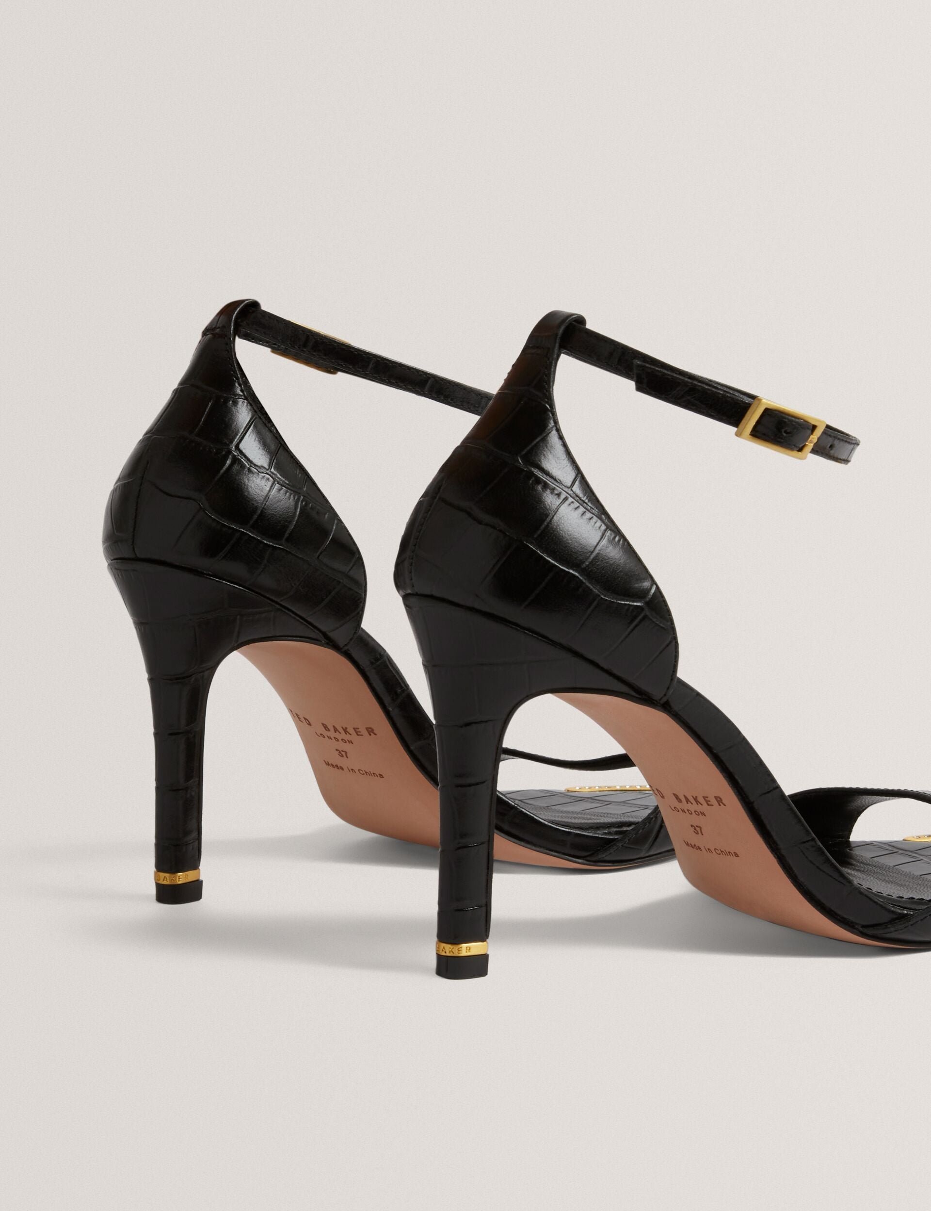 Ted Baker Helliy Croc Effect Leather Stiletto Heel Sandals Women's