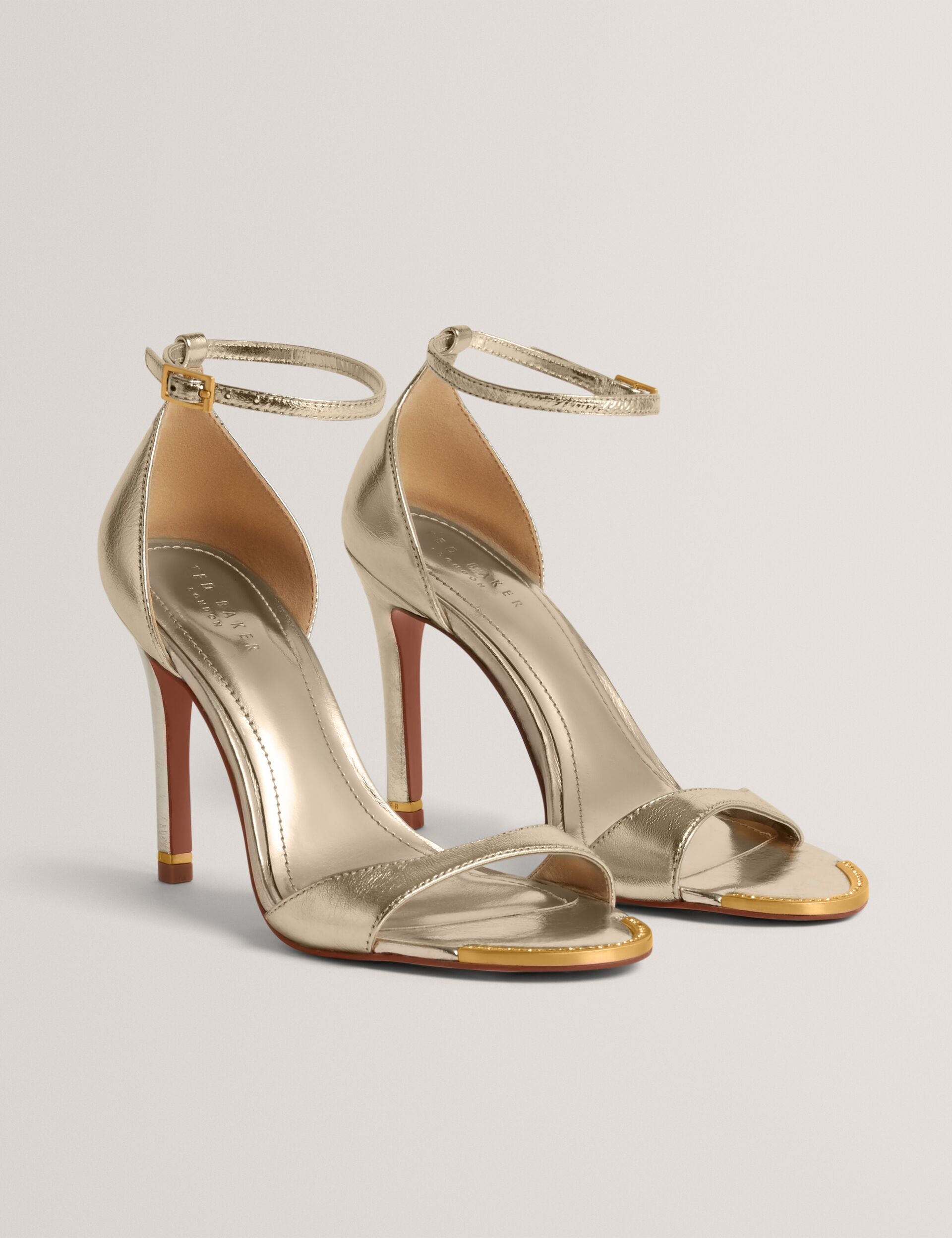 Ted Baker Helliy Metallic Leather Stiletto Heel Sandals Women's
