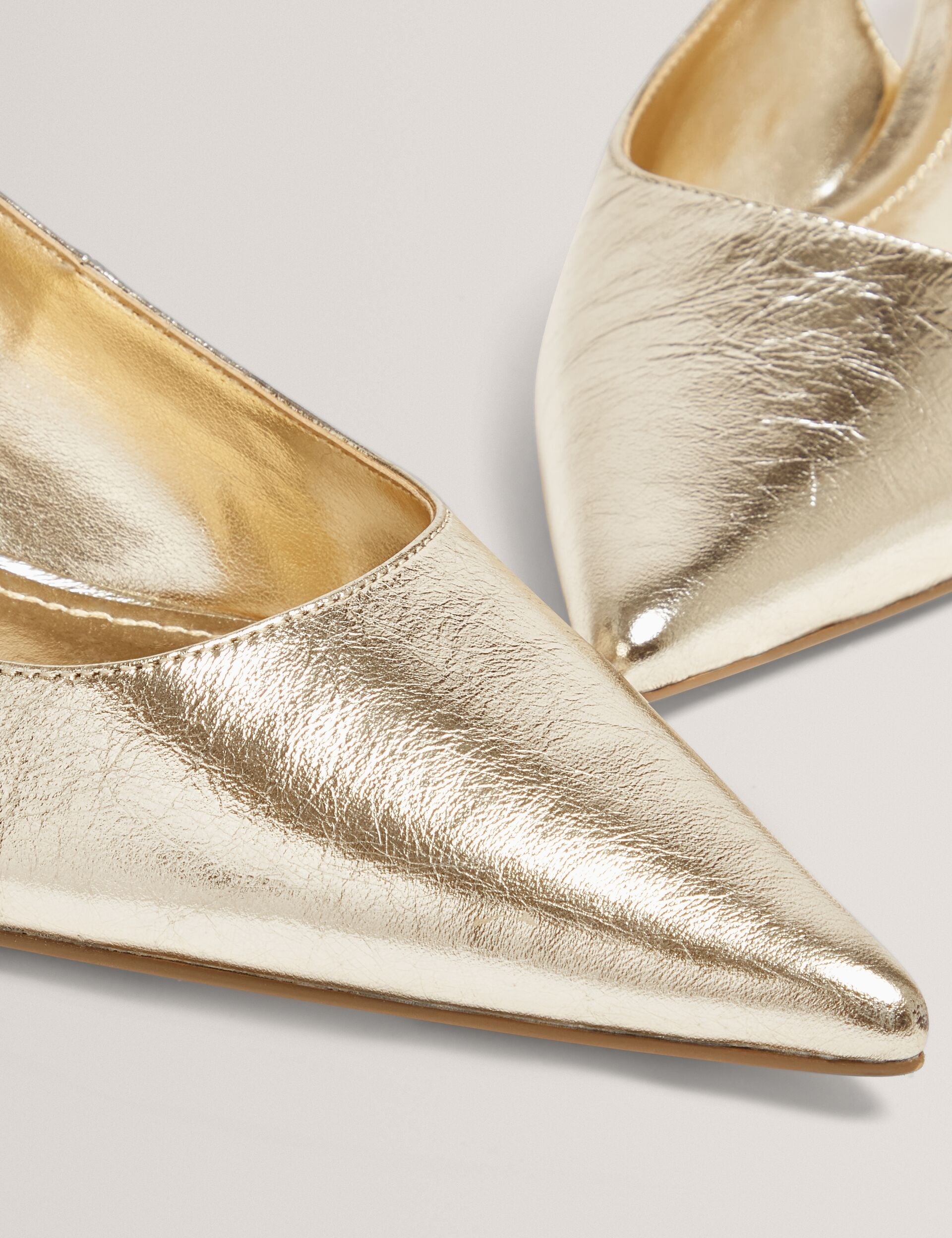 Ted Baker Kitiy Metallic Leather Slingback Kitten Heel Shoes Women's