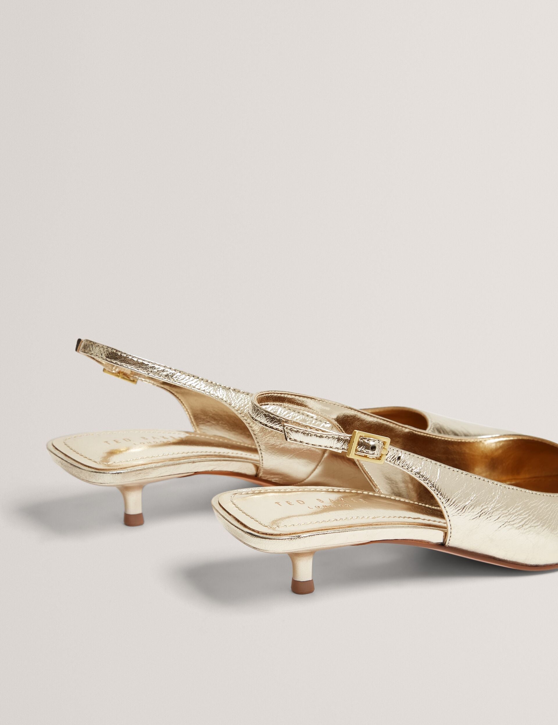 Ted Baker Kitiy Metallic Leather Slingback Kitten Heel Shoes Women's