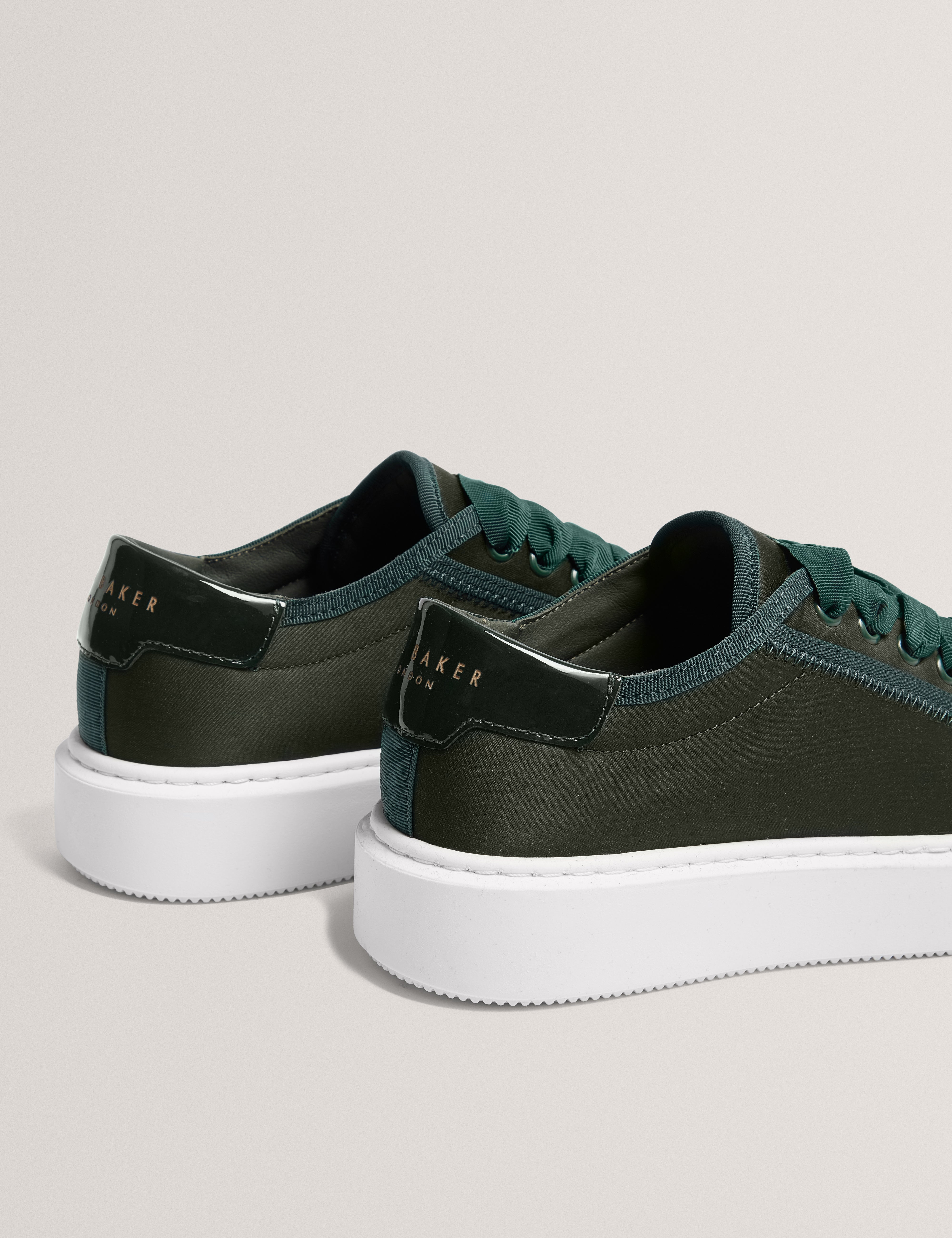 Ted Baker Zaiina Satin Ribbon Lace Platform Trainers In Green Women's