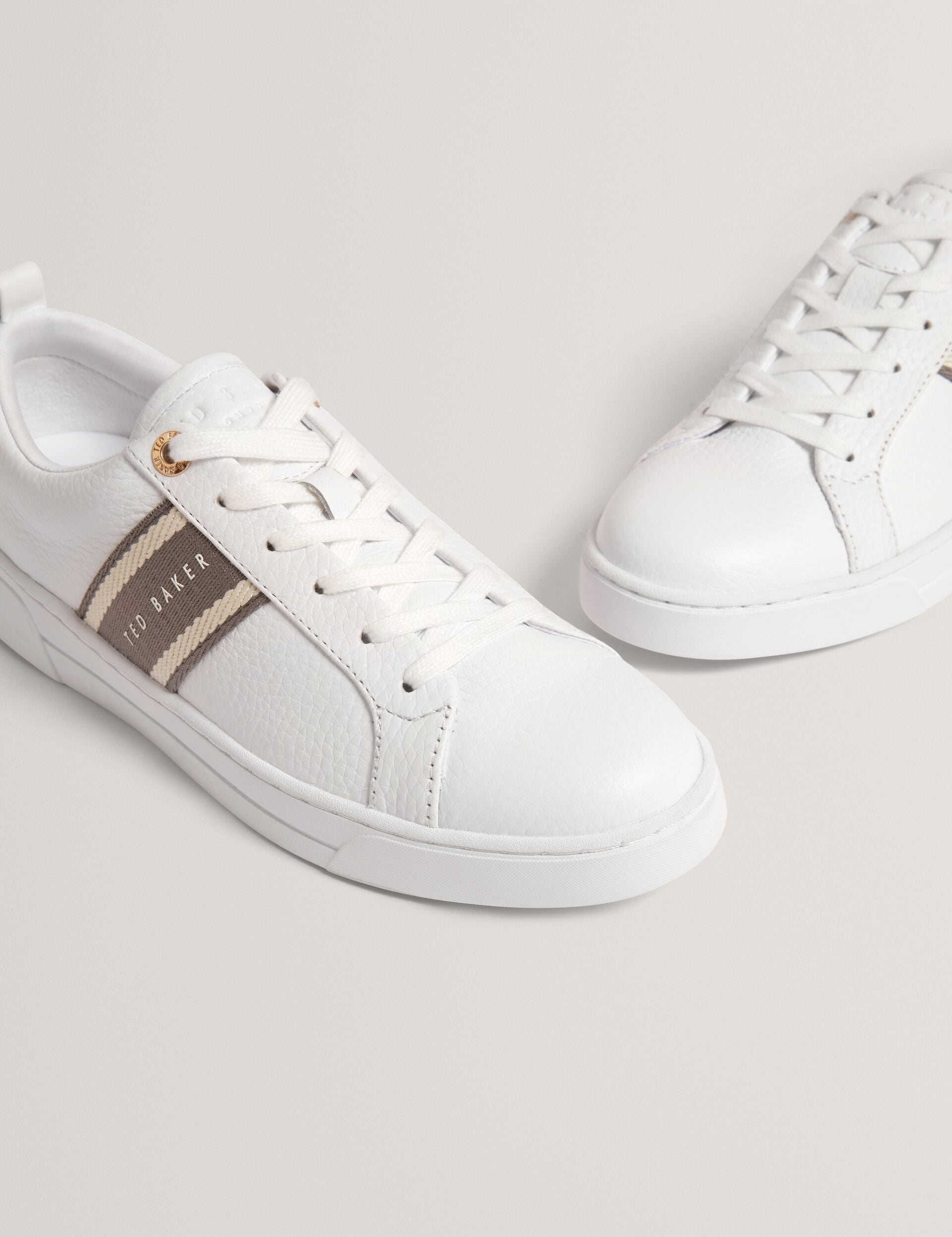 Ted Baker Logo Webbing Leather Trainers Women's