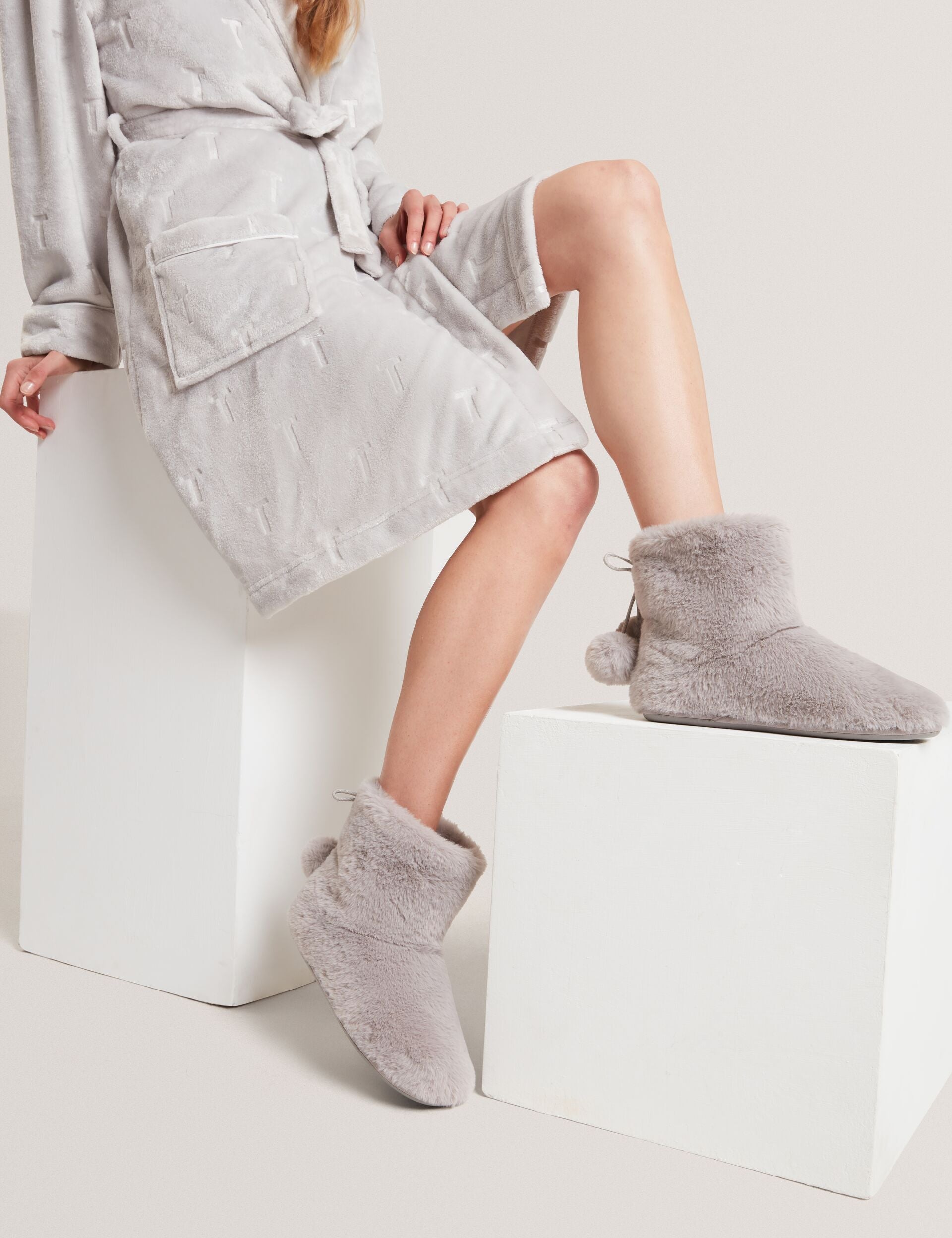Ted Baker Hamonda Faux Fur Pompom Slipper Boots Women's