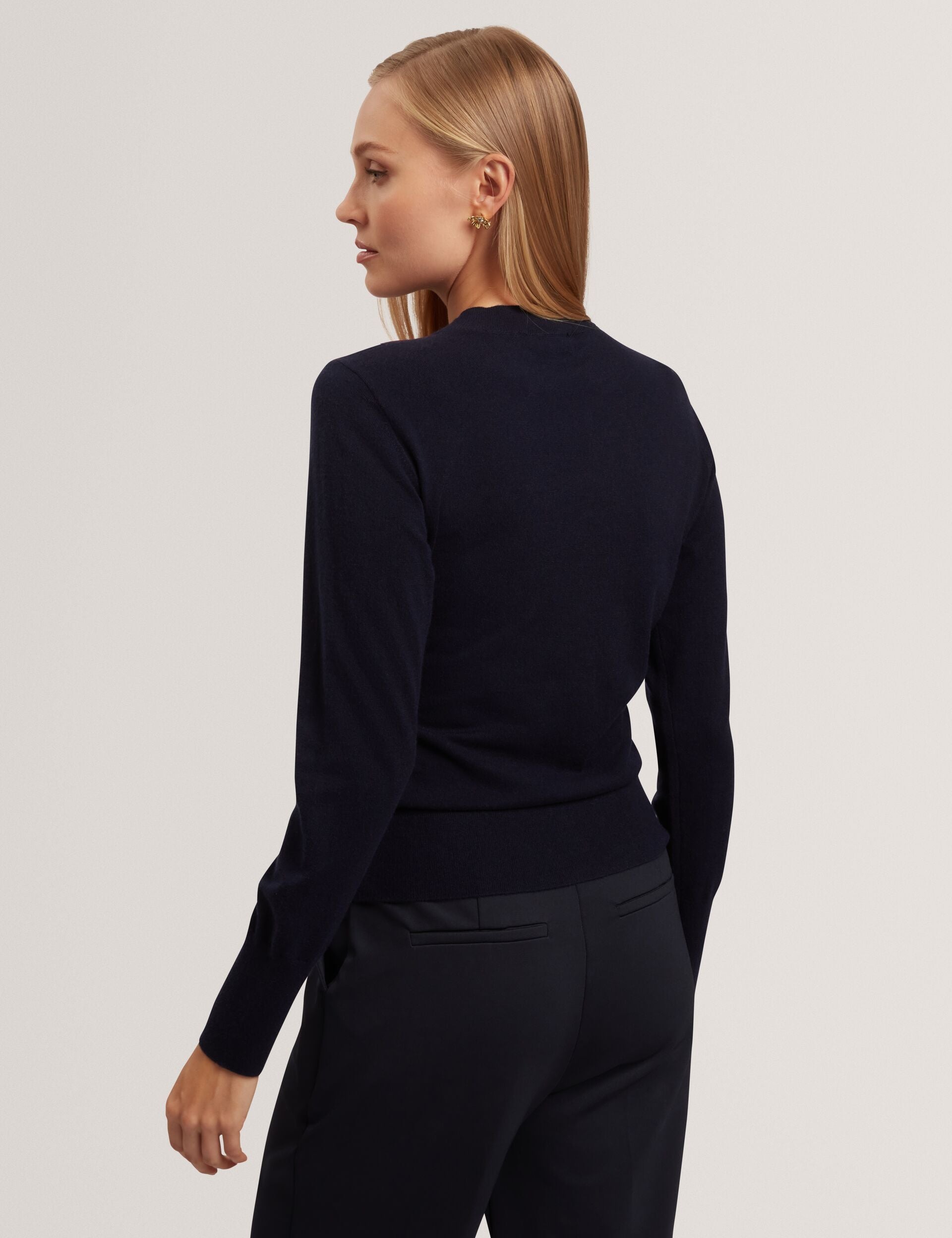 Ted Baker Mawie Printed Satin Front Fine Knit Top Women's