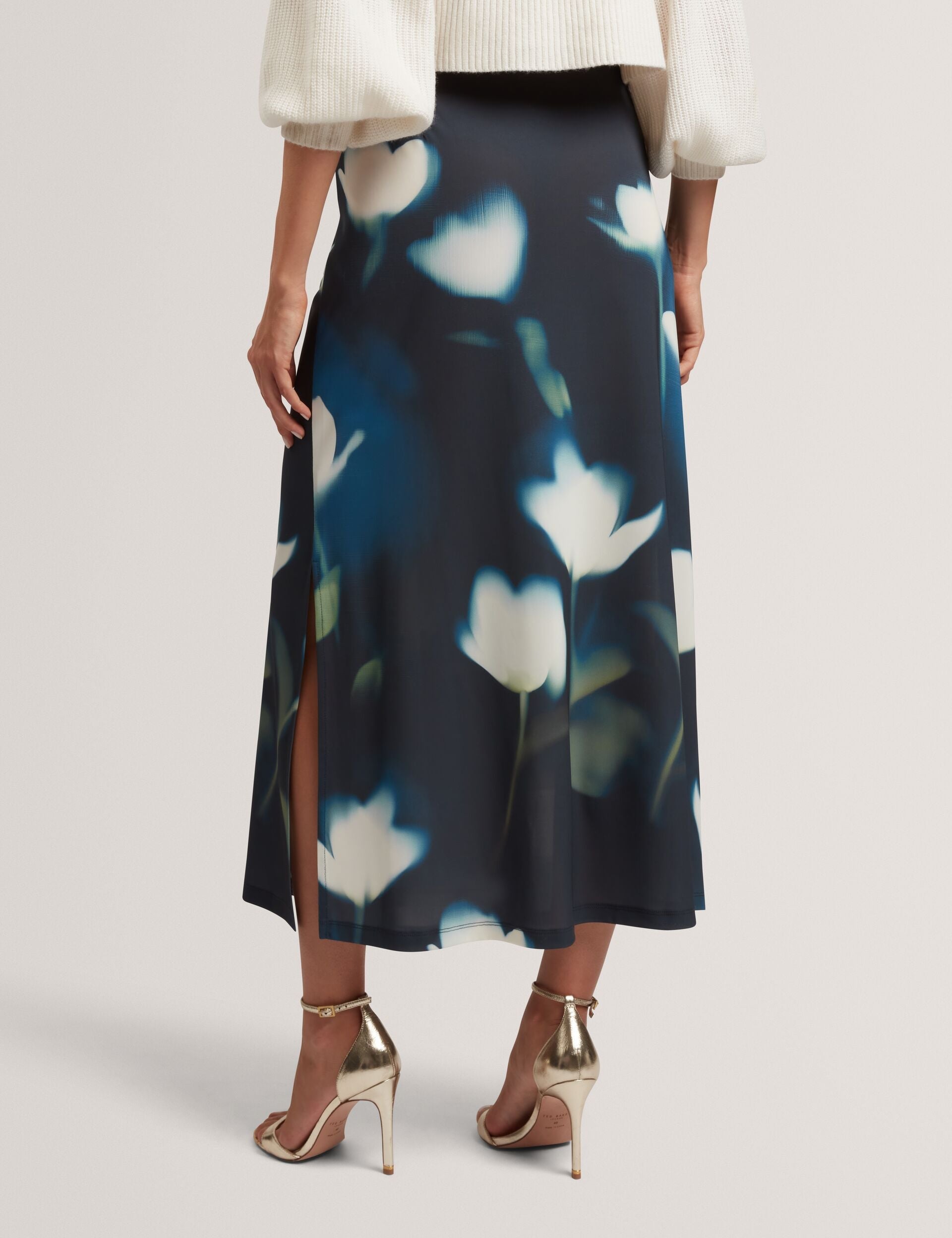 Ted Baker Rhaea Blurred Floral Print Wrap Midi Skirt Women's