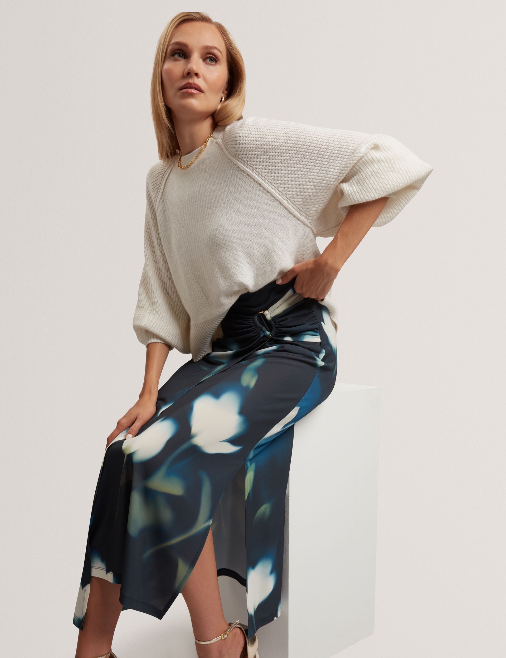 Ted Baker Rhaea Blurred Floral Print Wrap Midi Skirt Women's