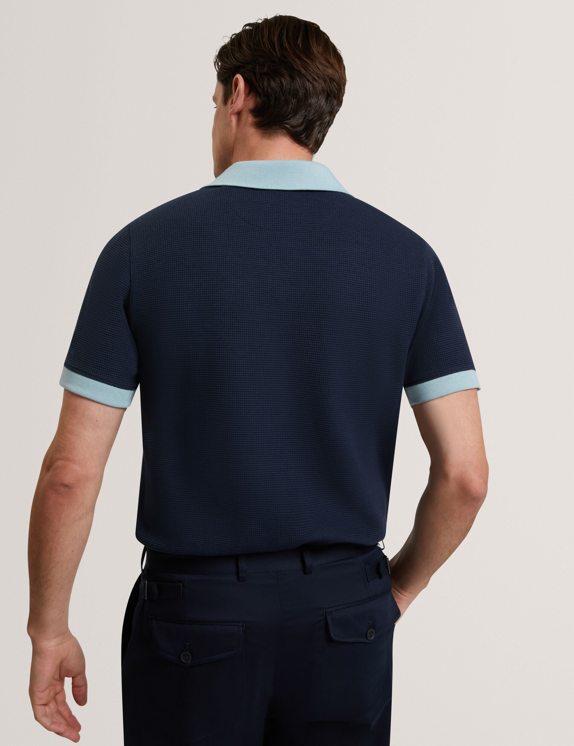 Ted Baker Brioza Waffle Texture Knit Open Neck Polo