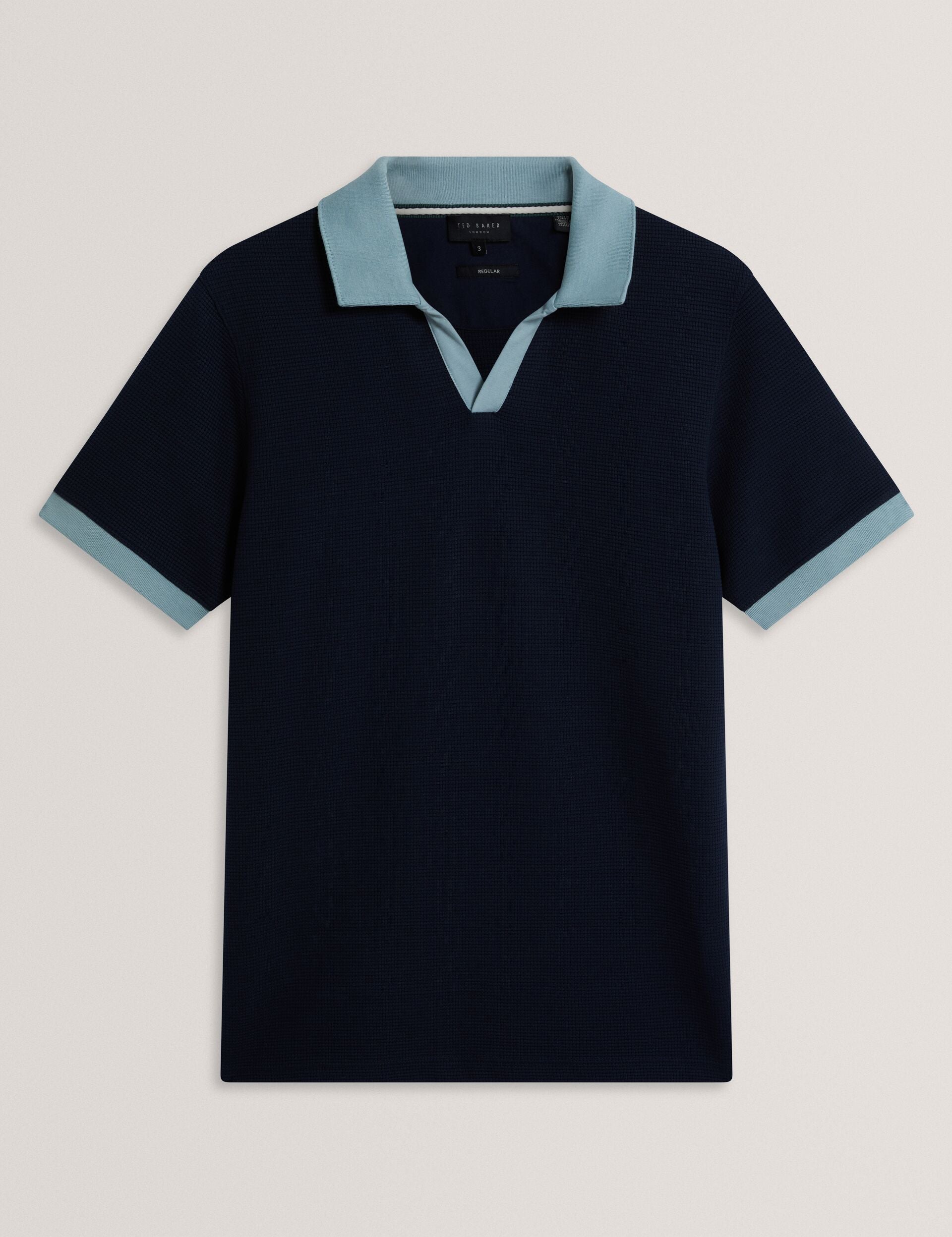 Ted Baker Brioza Waffle Texture Knit Open Neck Polo