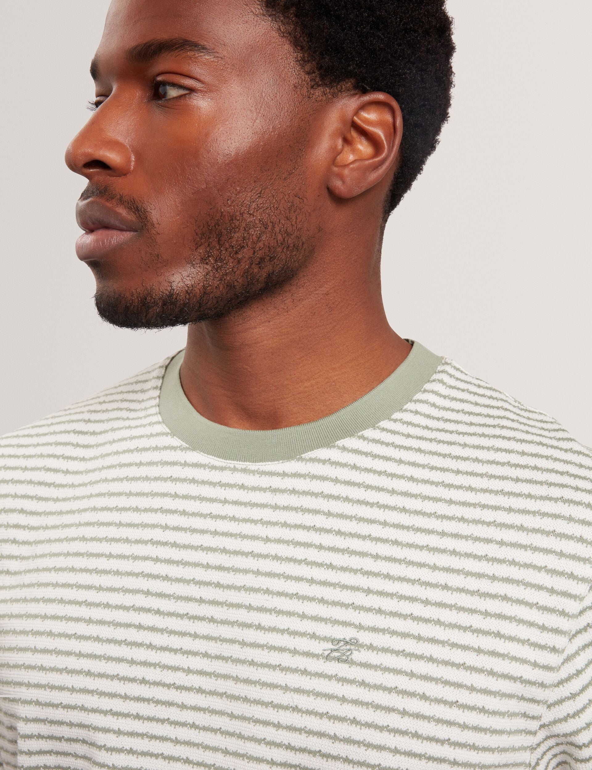 Ted Baker Vexrin Textural Stripe Crew Neck Cotton Tshirt