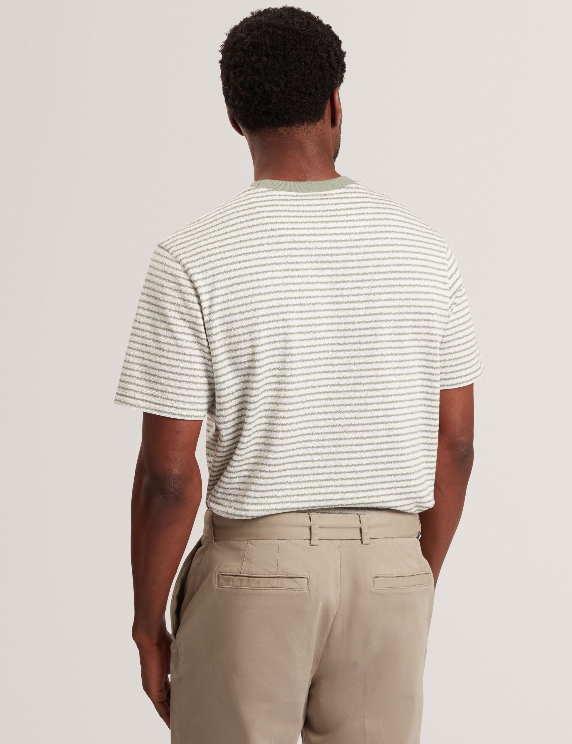 Ted Baker Vexrin Textural Stripe Crew Neck Cotton Tshirt