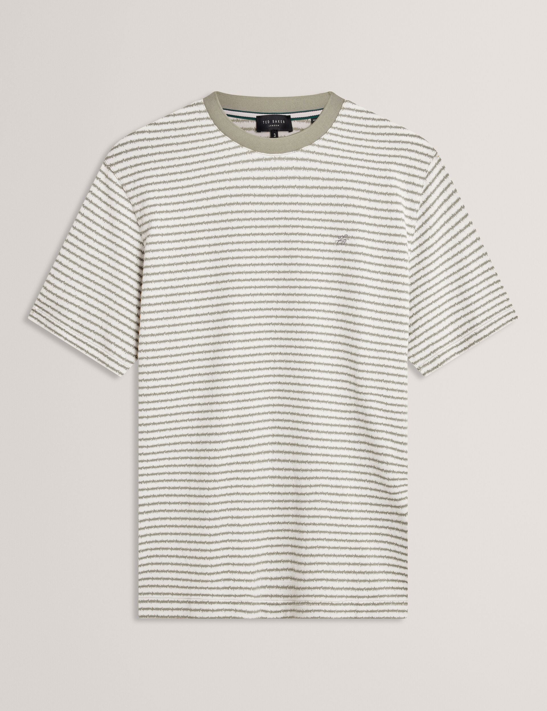 Ted Baker Vexrin Textural Stripe Crew Neck Cotton Tshirt