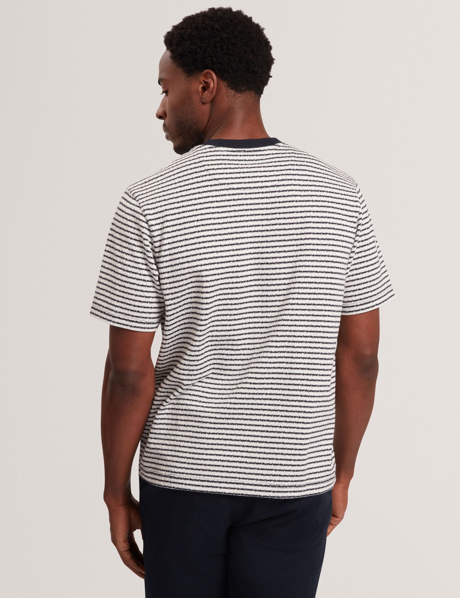 Ted Baker Vexrin Textural Stripe Crew Neck Cotton Tshirt