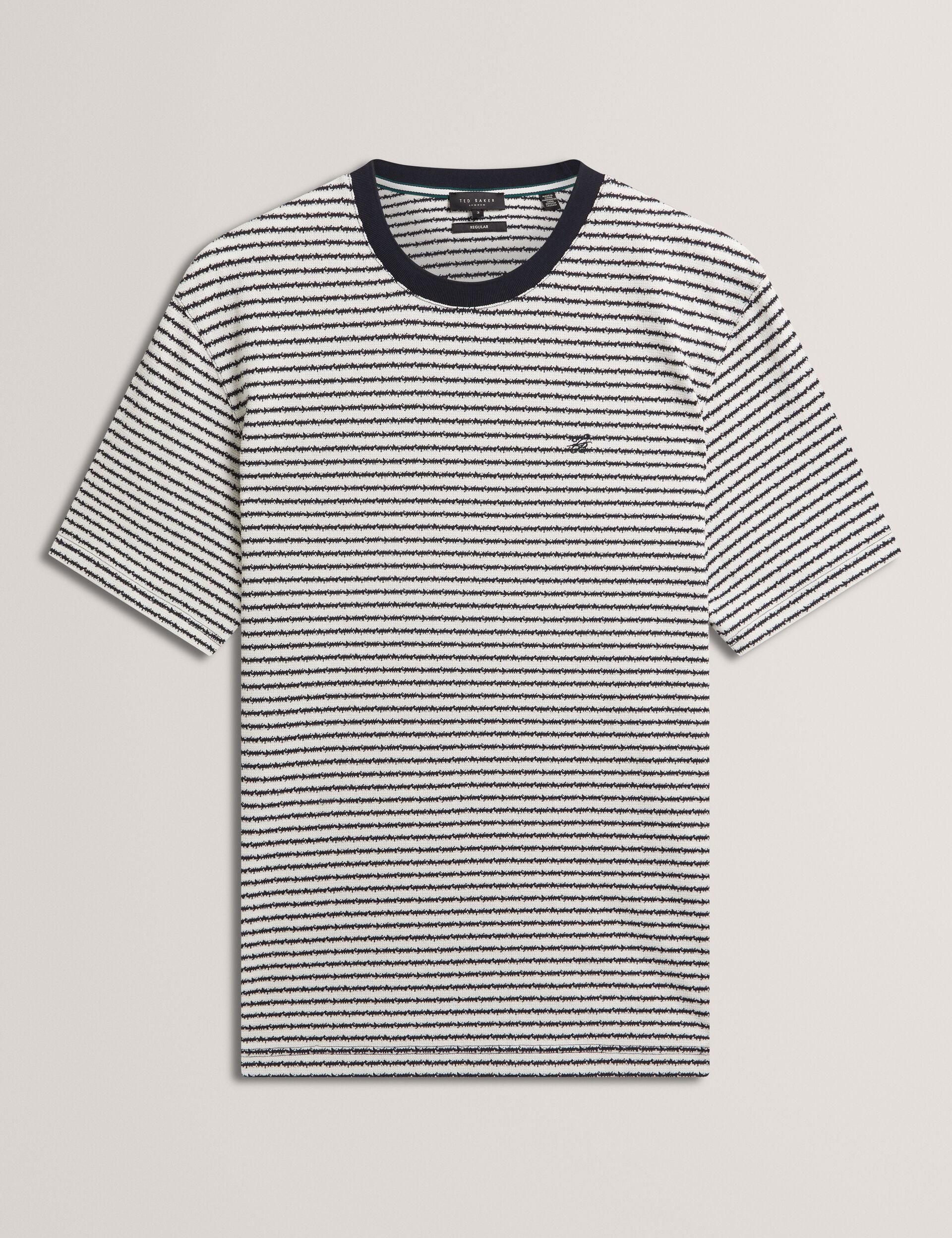 Ted Baker Vexrin Textural Stripe Crew Neck Cotton Tshirt