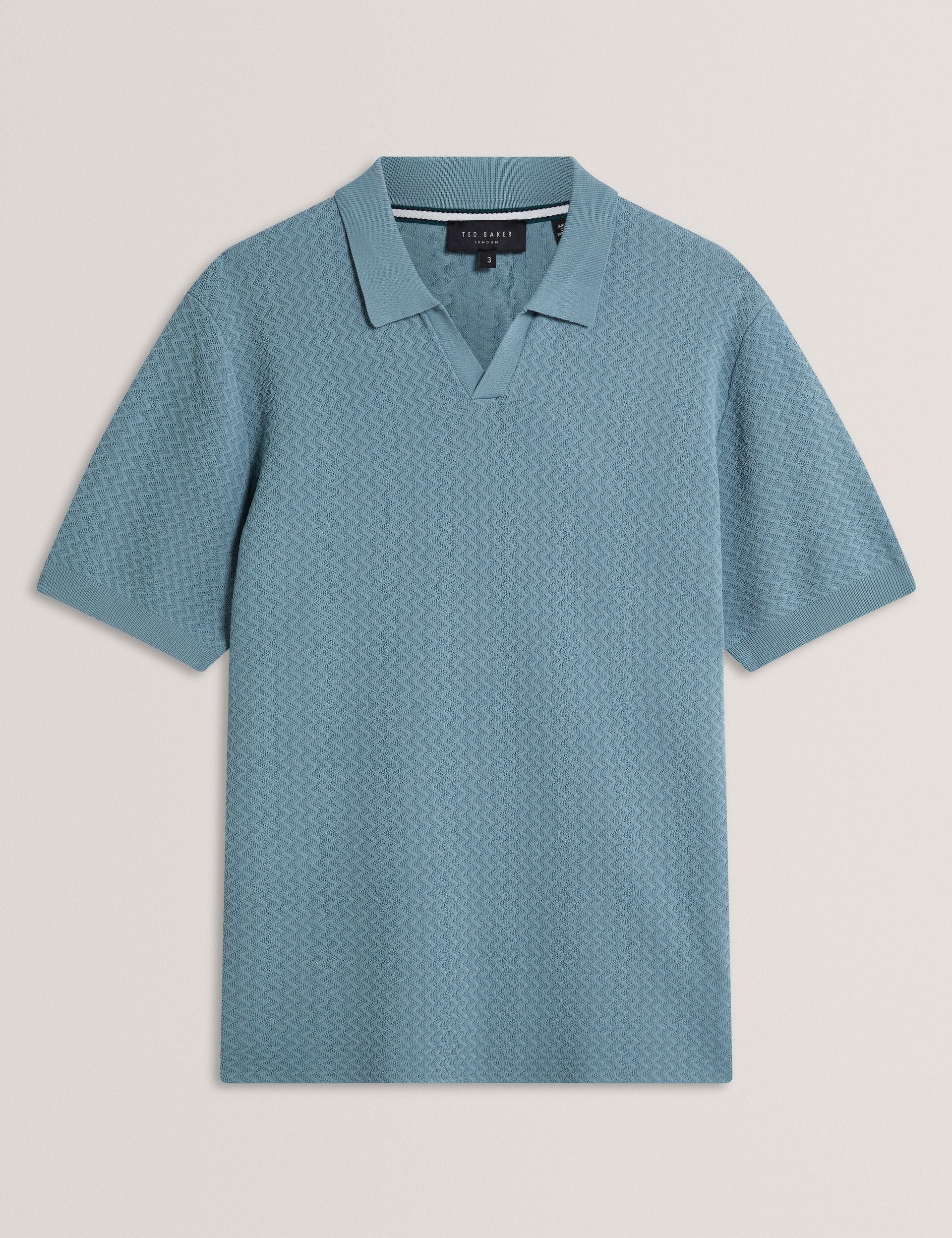 Ted Baker Luthen Zig Zag Knit Open Neck Polo