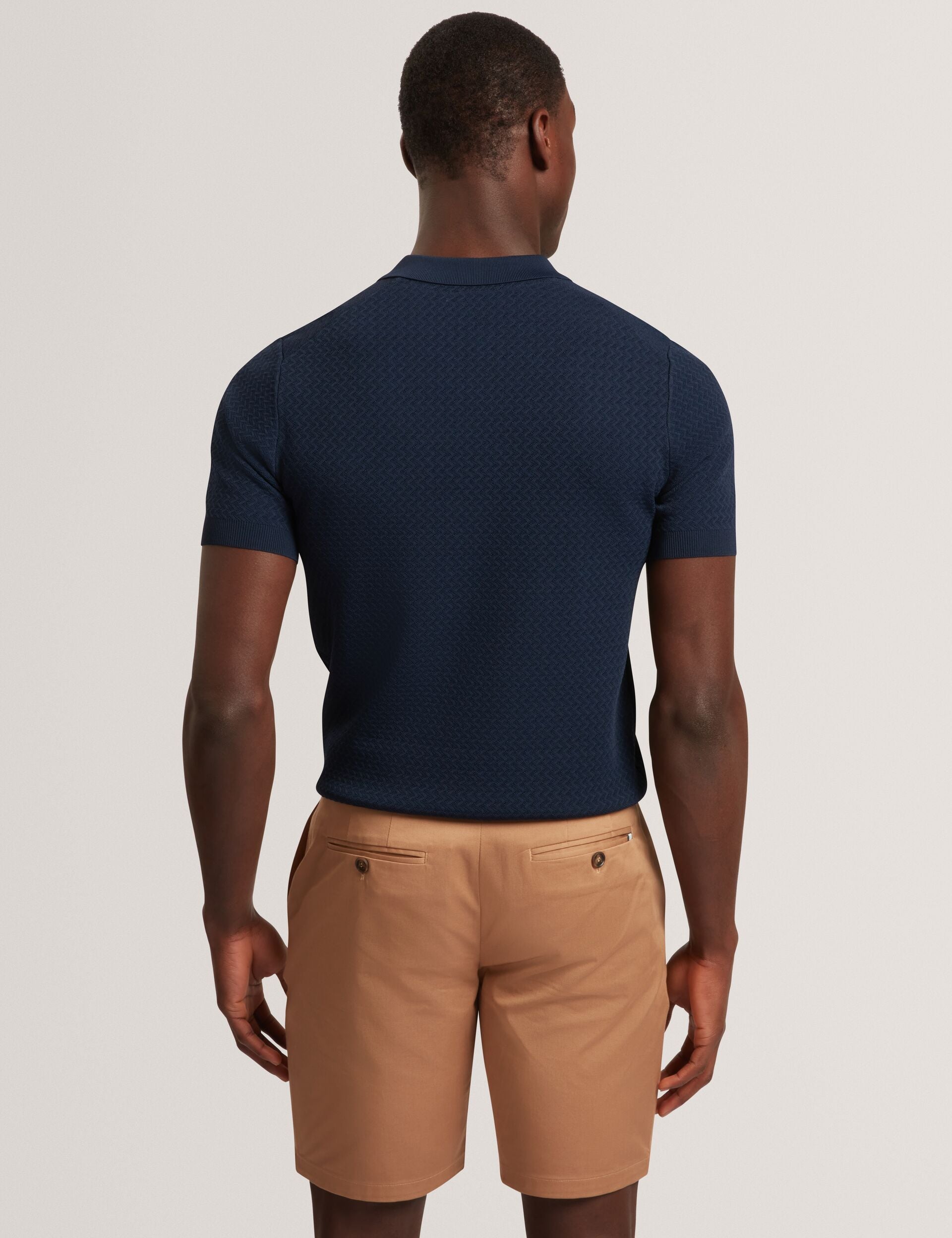 Ted Baker Luthen Zig Zag Knit Open Neck Polo