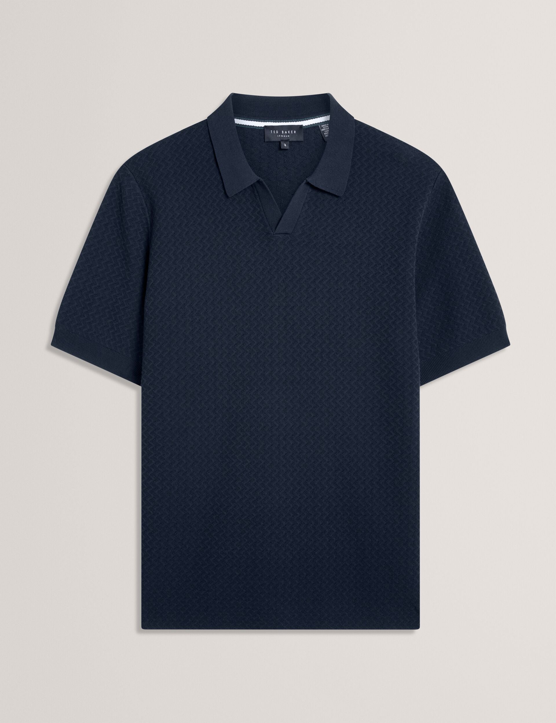 Ted Baker Luthen Zig Zag Knit Open Neck Polo