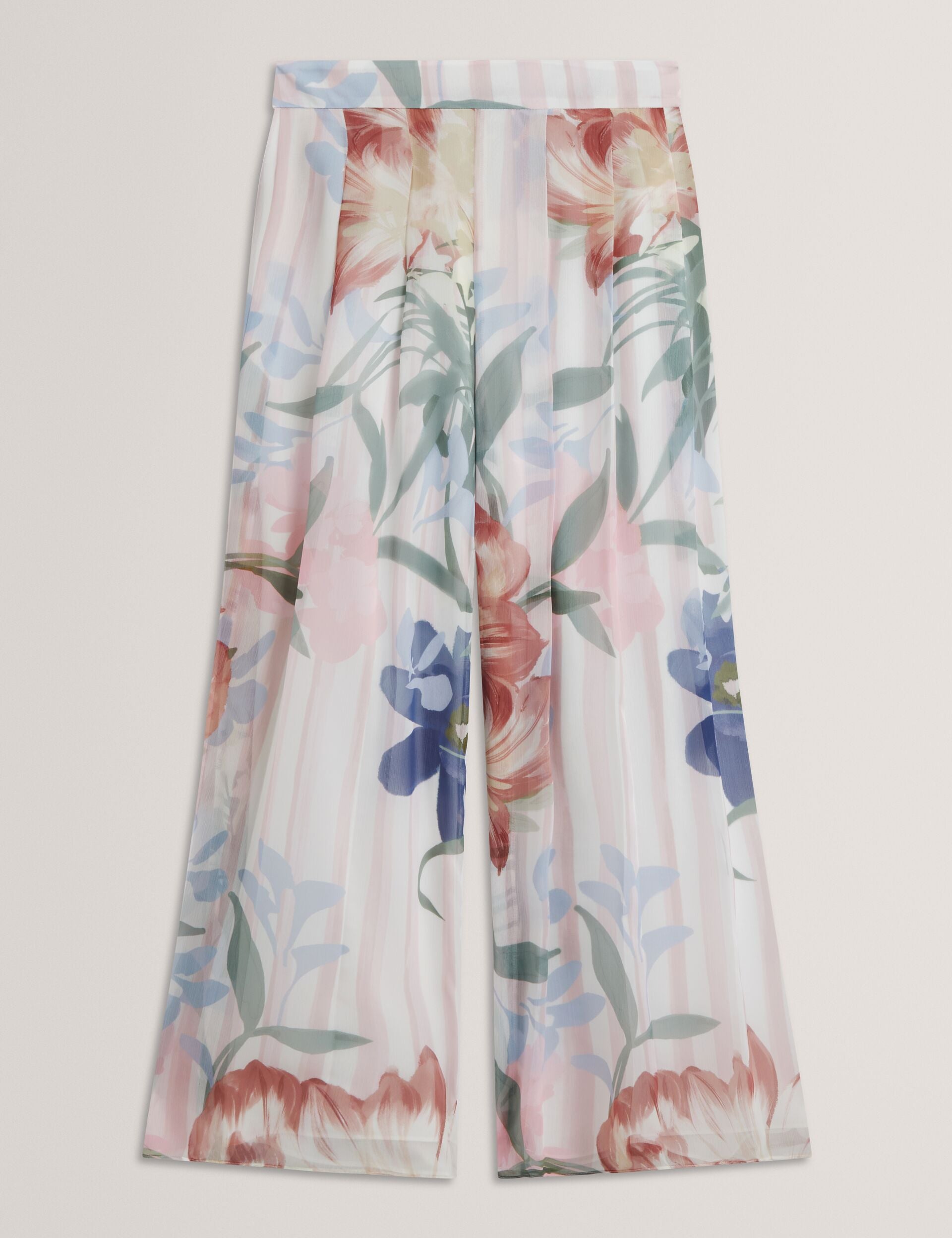 Ted Baker Hurta Floral Pleated Chiffon Wide Leg Trousers Women's