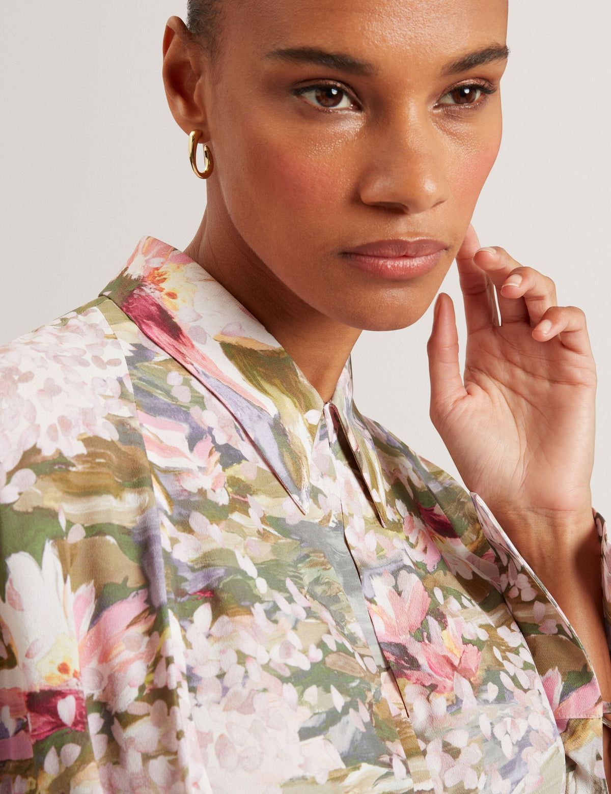 Ted Baker Wiinni Lilypad Print Tie Detail Long Sleeve Blouse Women's