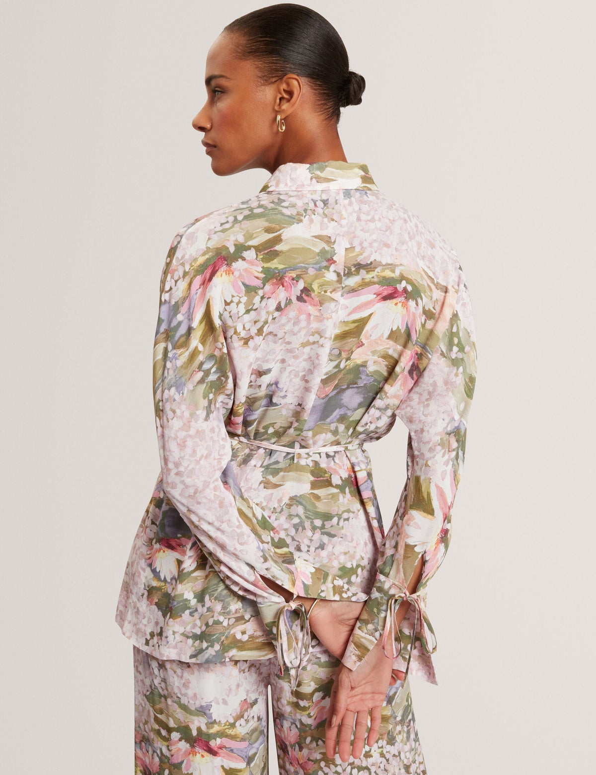 Ted Baker Wiinni Lilypad Print Tie Detail Long Sleeve Blouse Women's