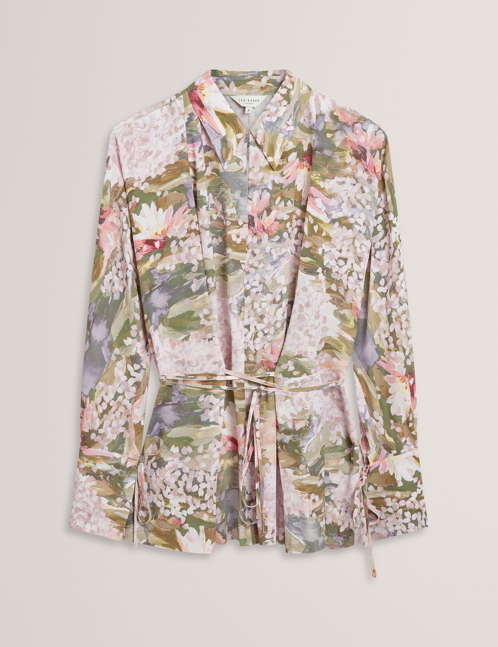 Ted Baker Wiinni Lilypad Print Tie Detail Long Sleeve Blouse Women's