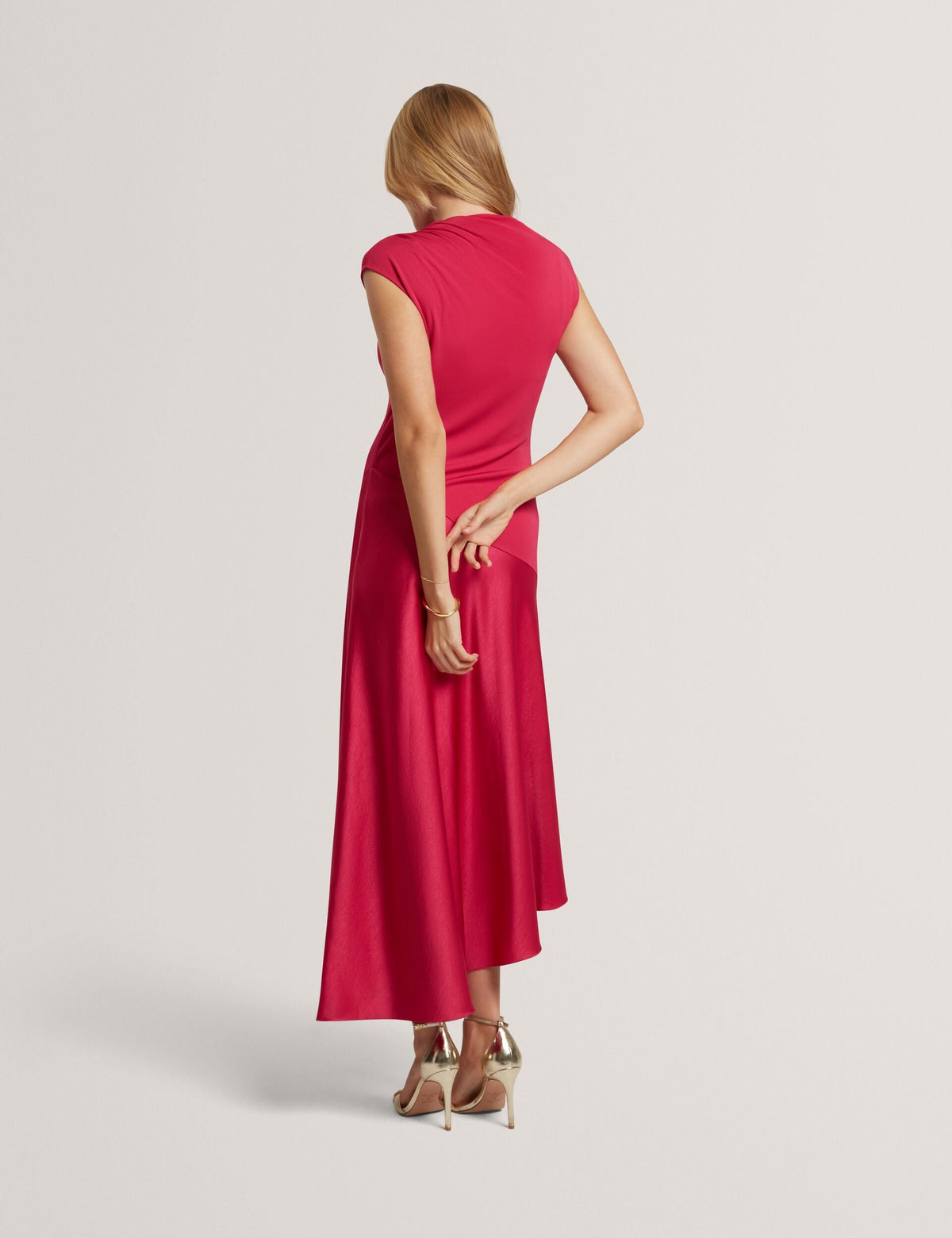 Ted Baker Jaspara Asymmetric Satin Panel Midi Dress Women's