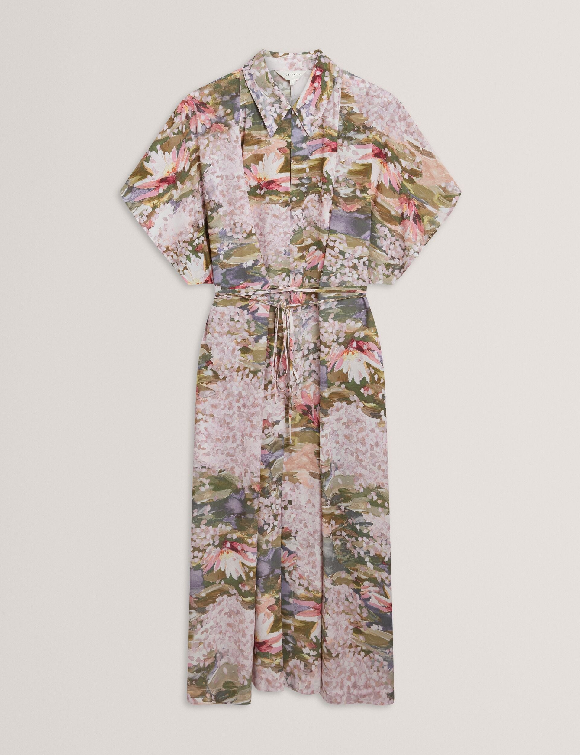Ted Baker Zarlah Lilypad Print Short Sleeve Shirt Dress Women's