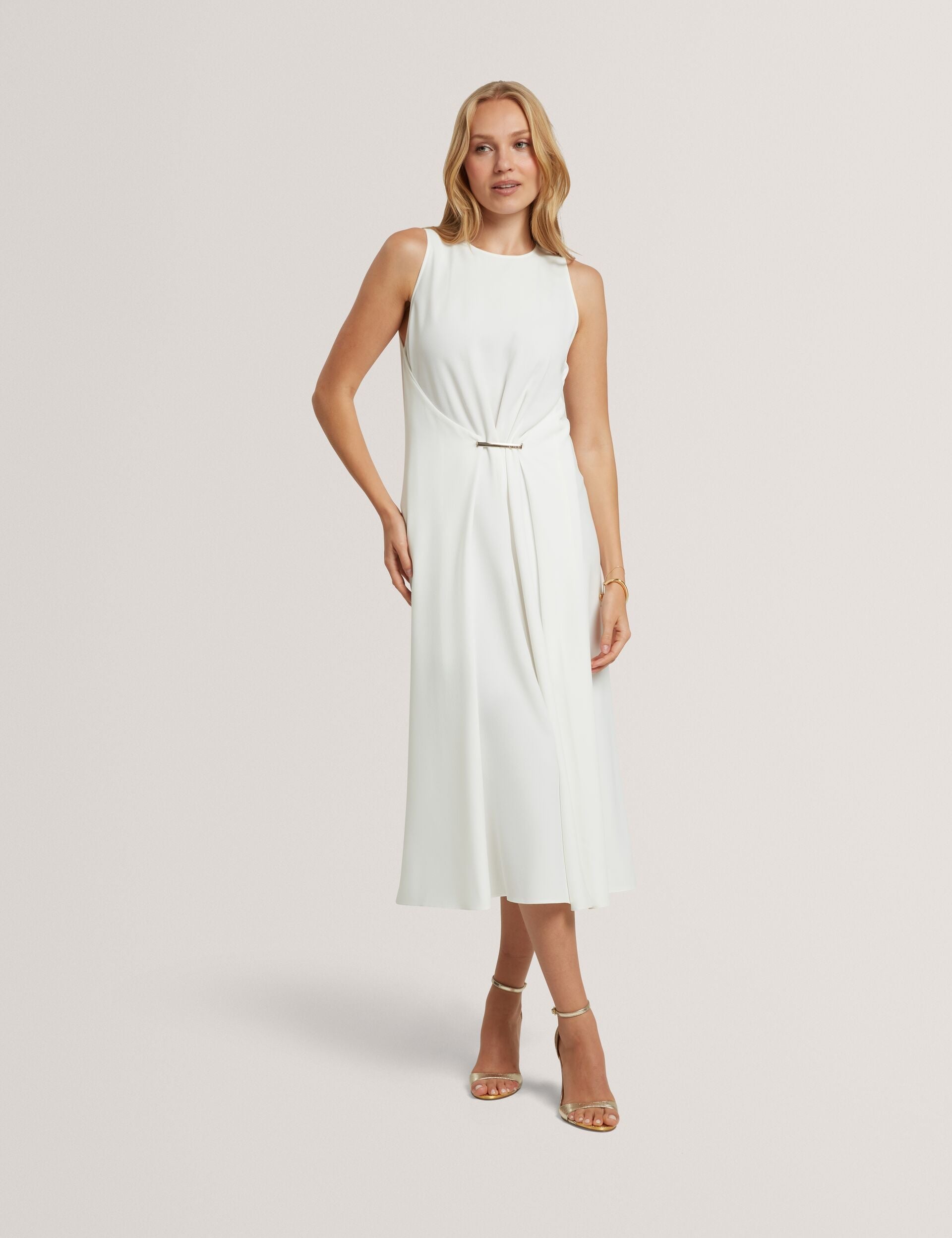 Ted Baker Miyaka Gathered Bar Detail Sleeveless Midi Dress Women's