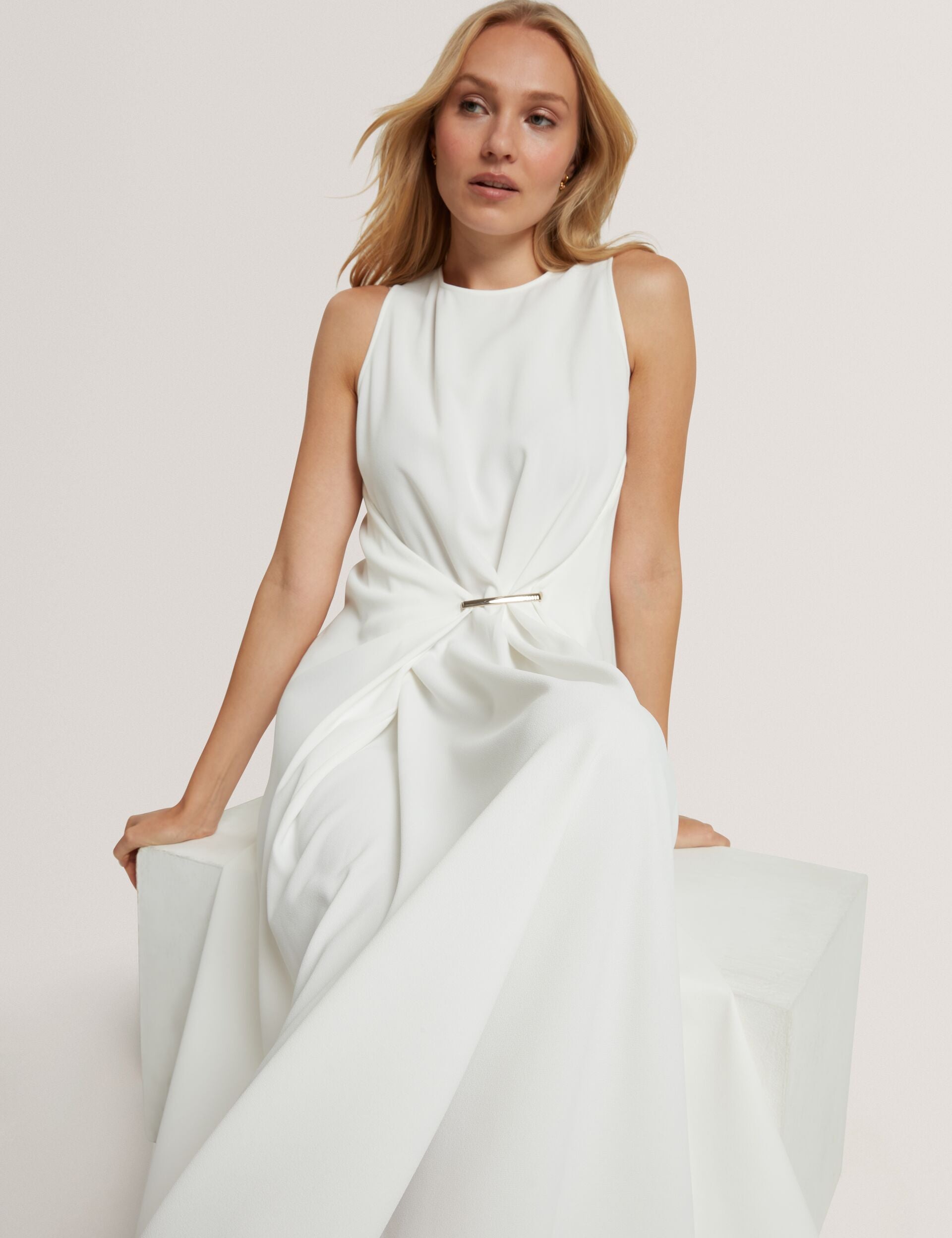 Ted Baker Miyaka Gathered Bar Detail Sleeveless Midi Dress Women's