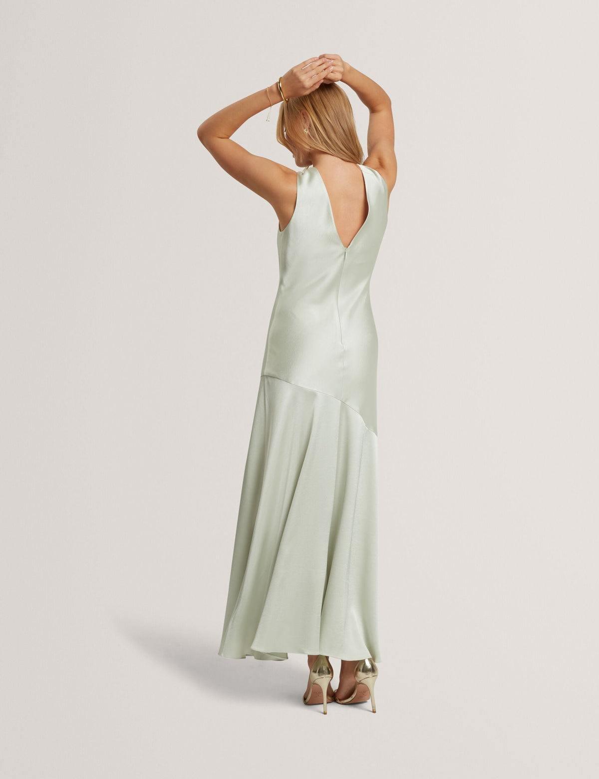 Ted Baker Sanari Satin Sleeveless Vneck Maxi Dress Women's