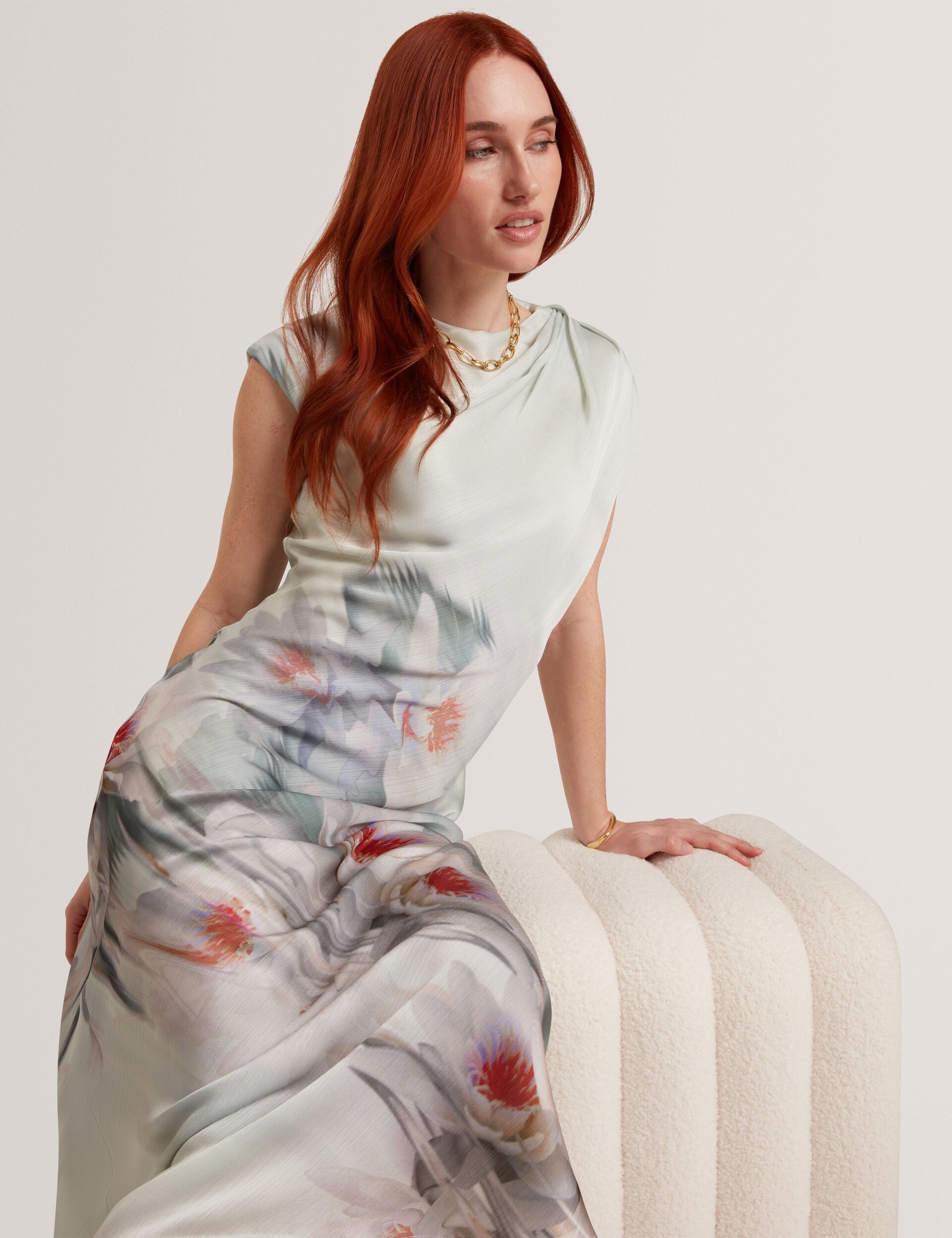 Ted Baker Shayyla Lily Print Drape Neck Midi Dress Women's