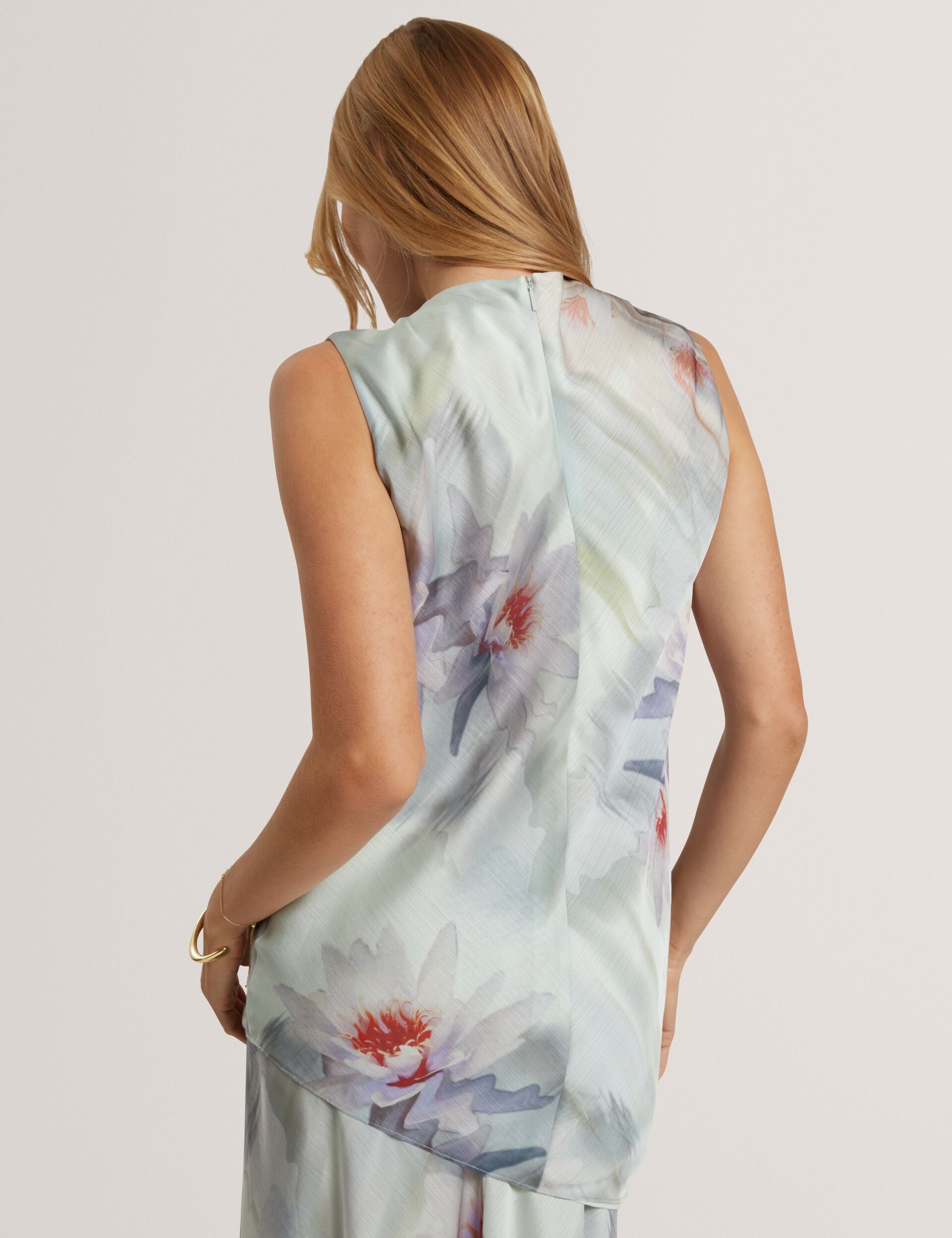 Ted Baker Keelynn Lily Print Drape Neck Sleeveless Top Women's