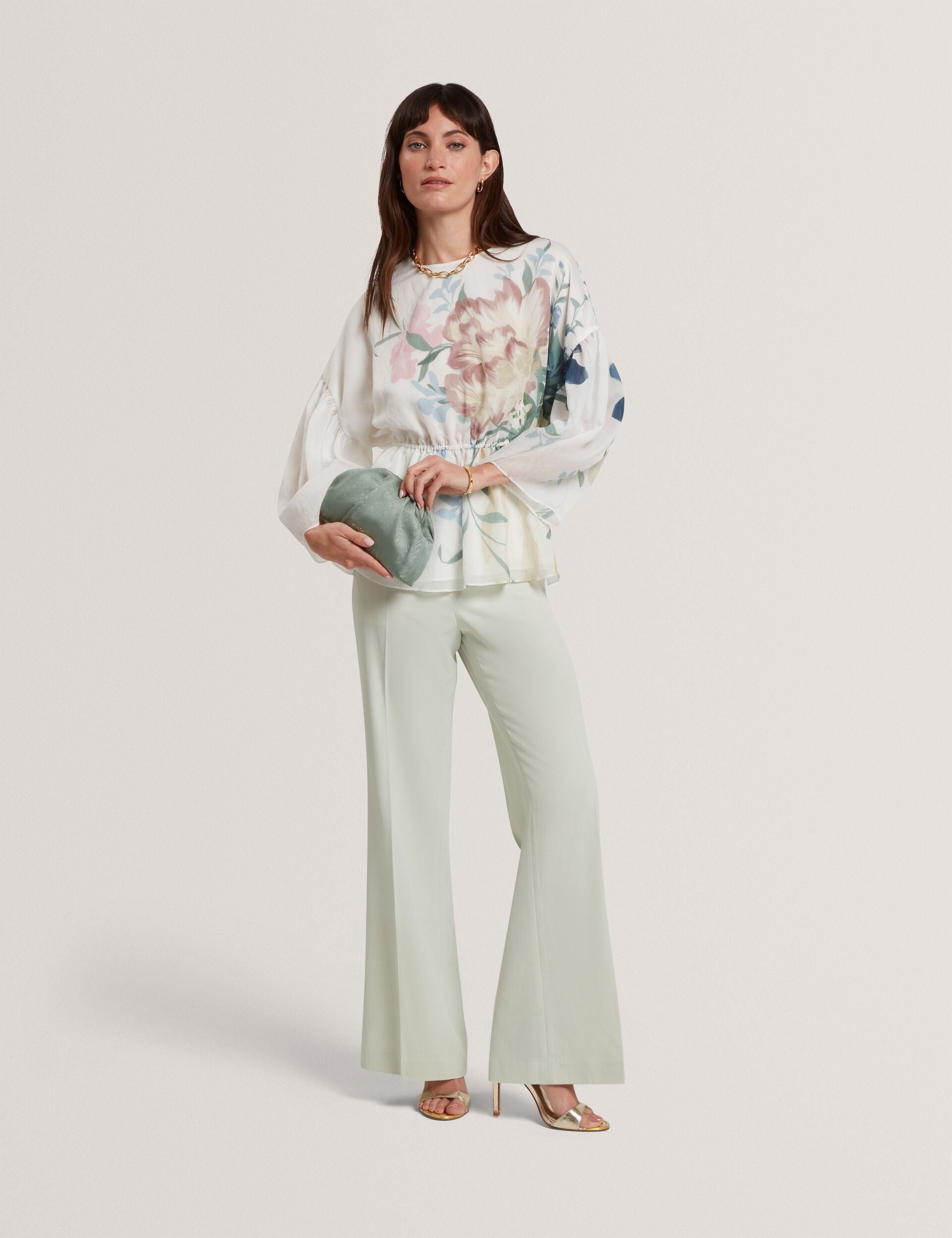 Ted Baker Ahlanza Soft Blooms Wide Sleeve Peplum Top Women's