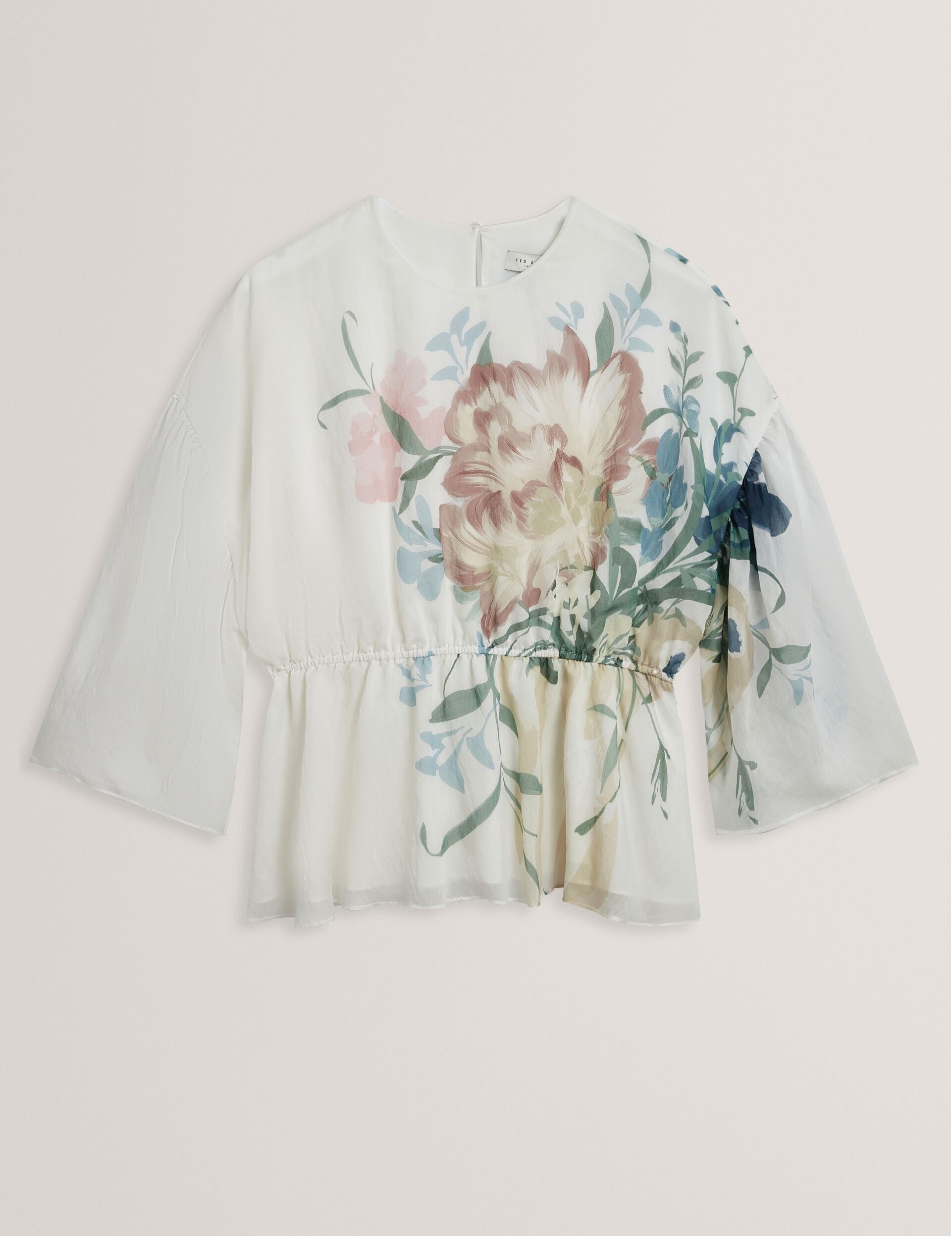Ted Baker Ahlanza Soft Blooms Wide Sleeve Peplum Top Women's