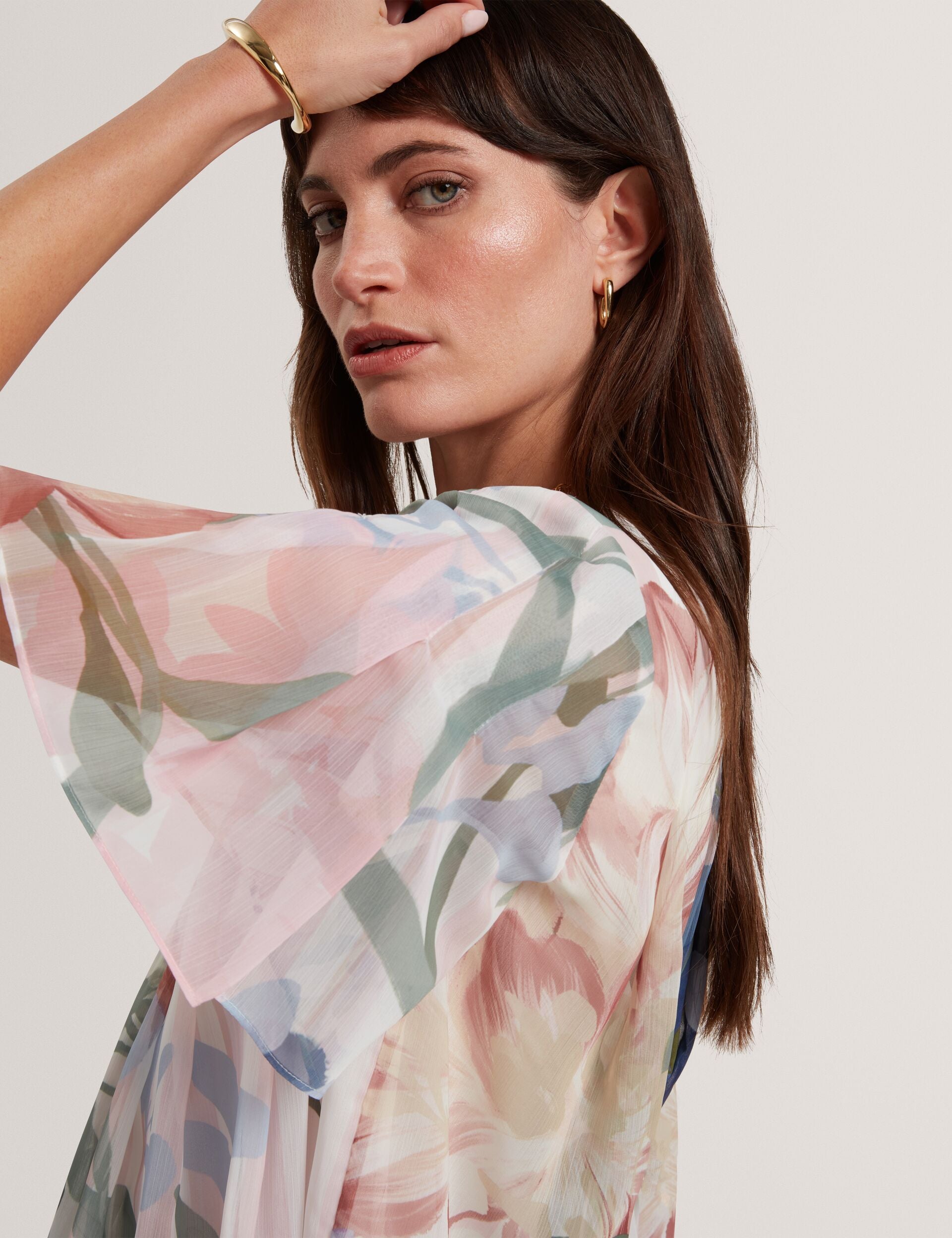 Ted Baker Nansii Floral Pleated Angel Short Sleeve Top Women's