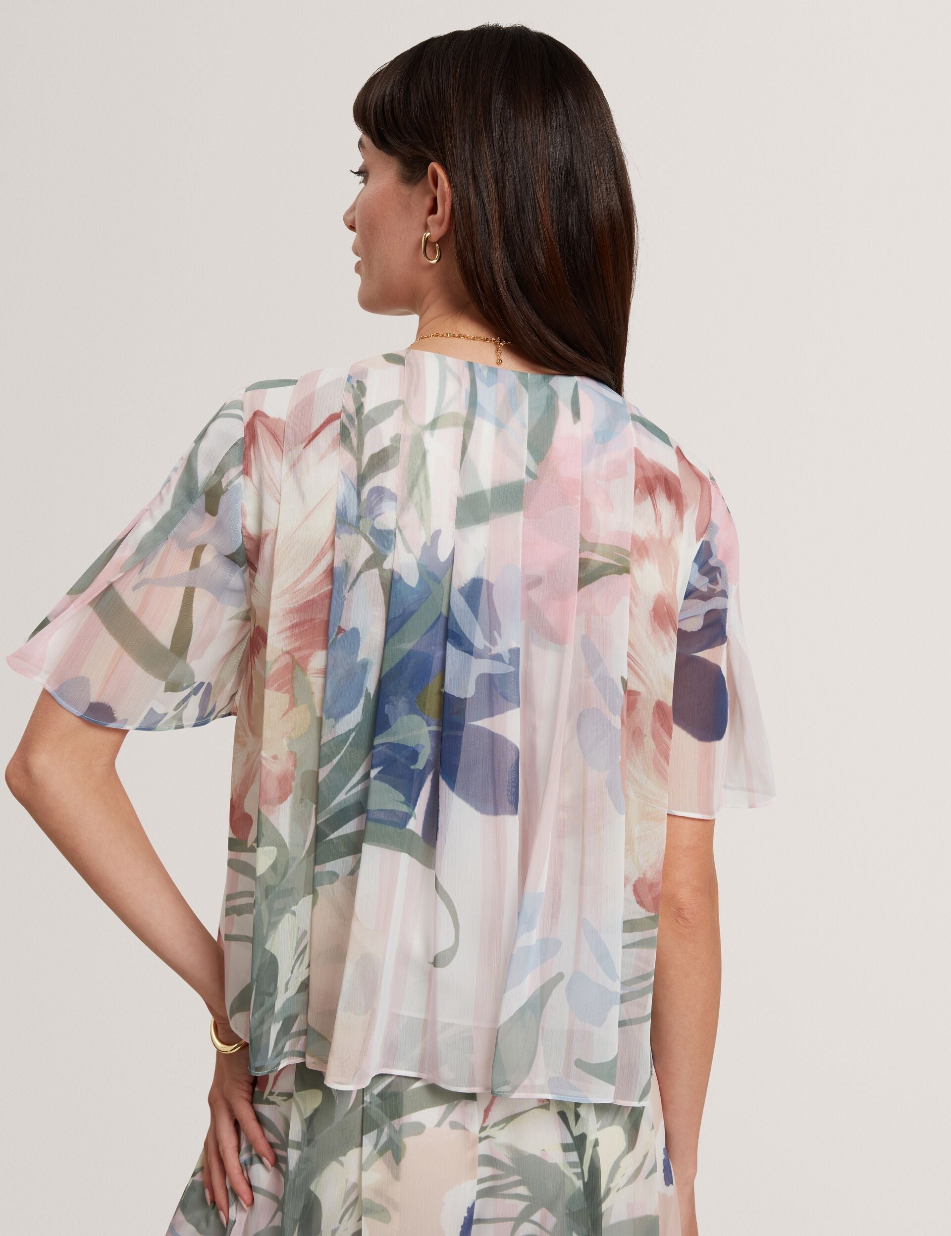 Ted Baker Nansii Floral Pleated Angel Short Sleeve Top Women's