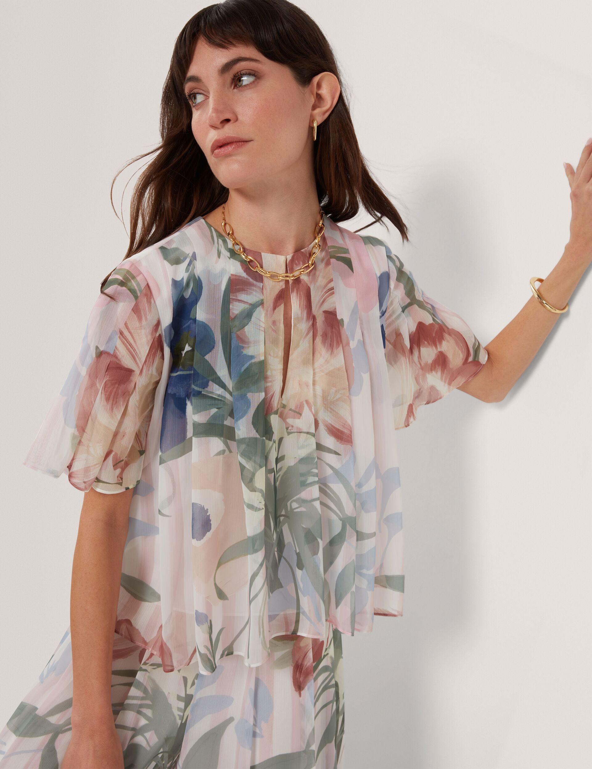 Ted Baker Nansii Floral Pleated Angel Short Sleeve Top Women's