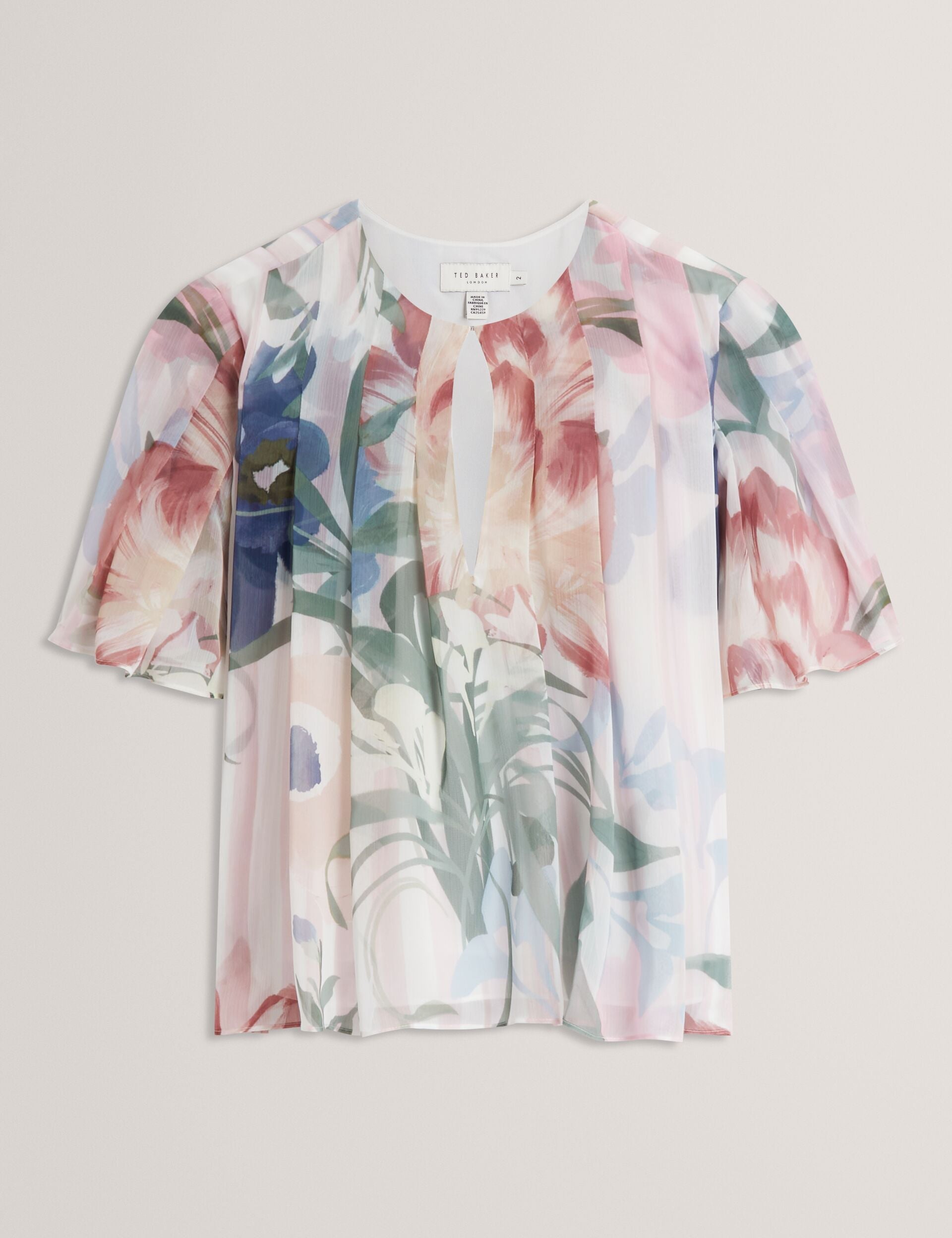 Ted Baker Nansii Floral Pleated Angel Short Sleeve Top Women's