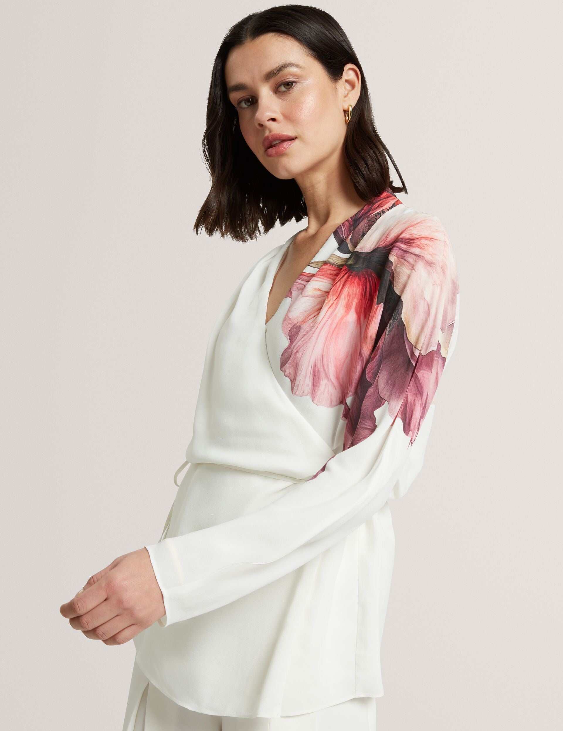 Ted Baker Joleene Print Detail Wrap Front Long Sleeve Blouse Women's