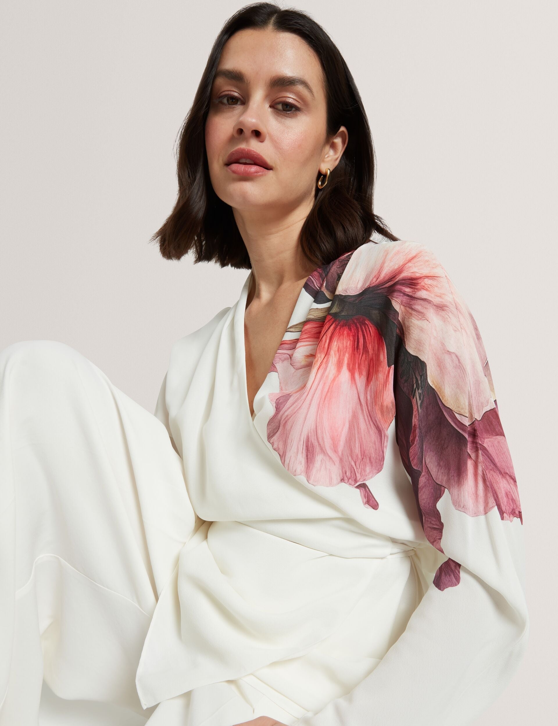 Ted Baker Joleene Print Detail Wrap Front Long Sleeve Blouse Women's