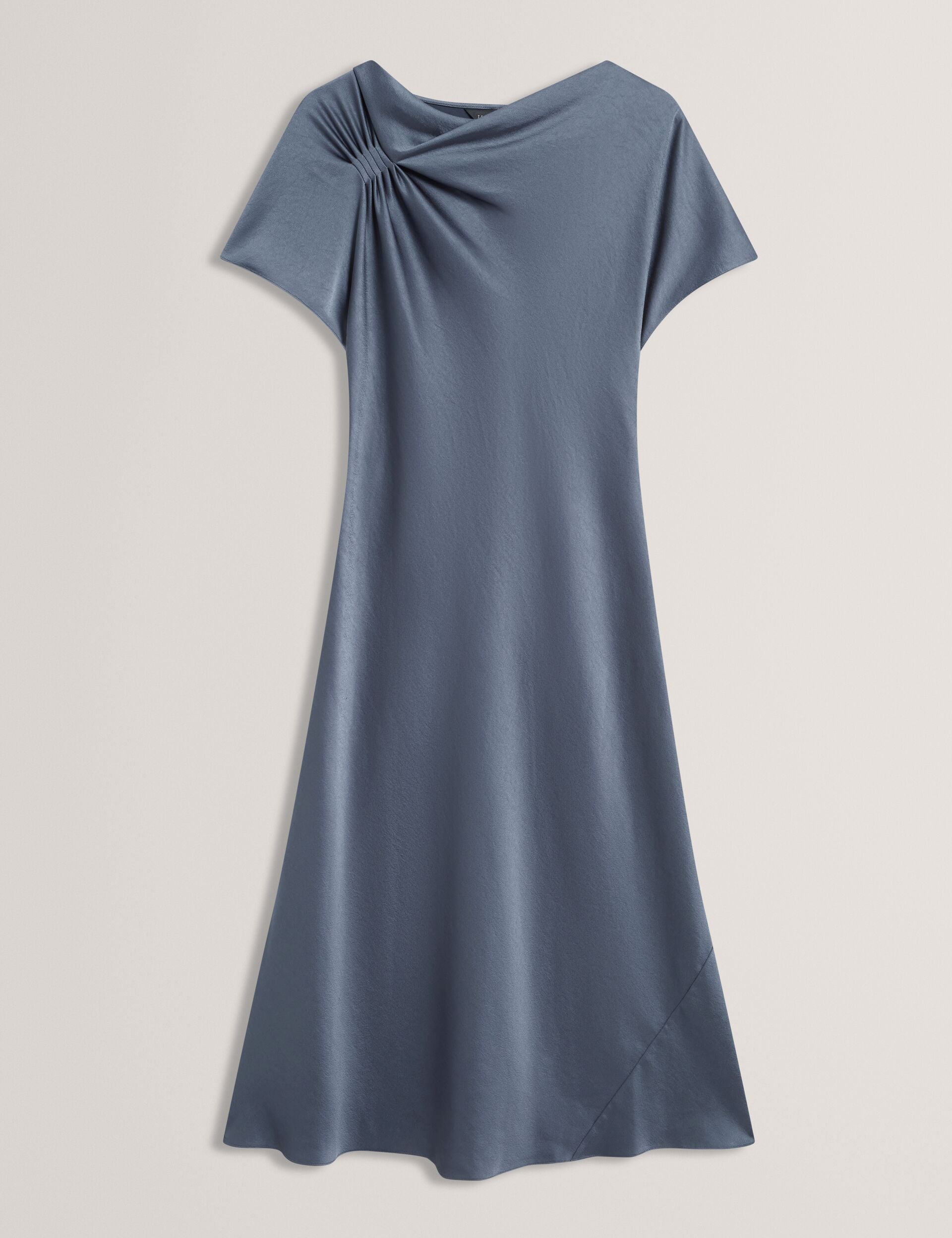 Ted Baker Dascha Satin Drape Neck Short Sleeve Midi Dress Women's