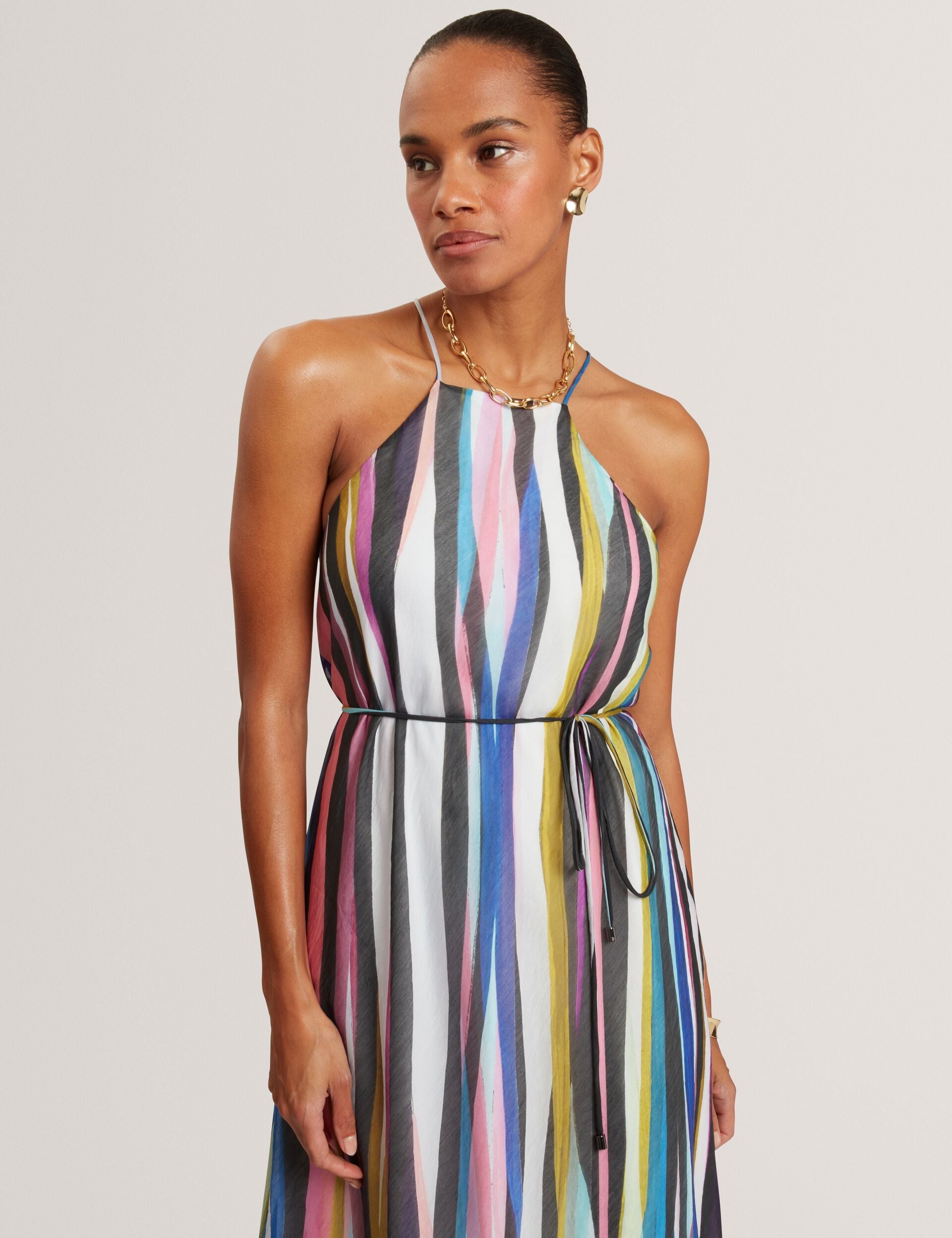 Ted Baker Azurra Wavy Stripe Halterneck Midi Dress Women's