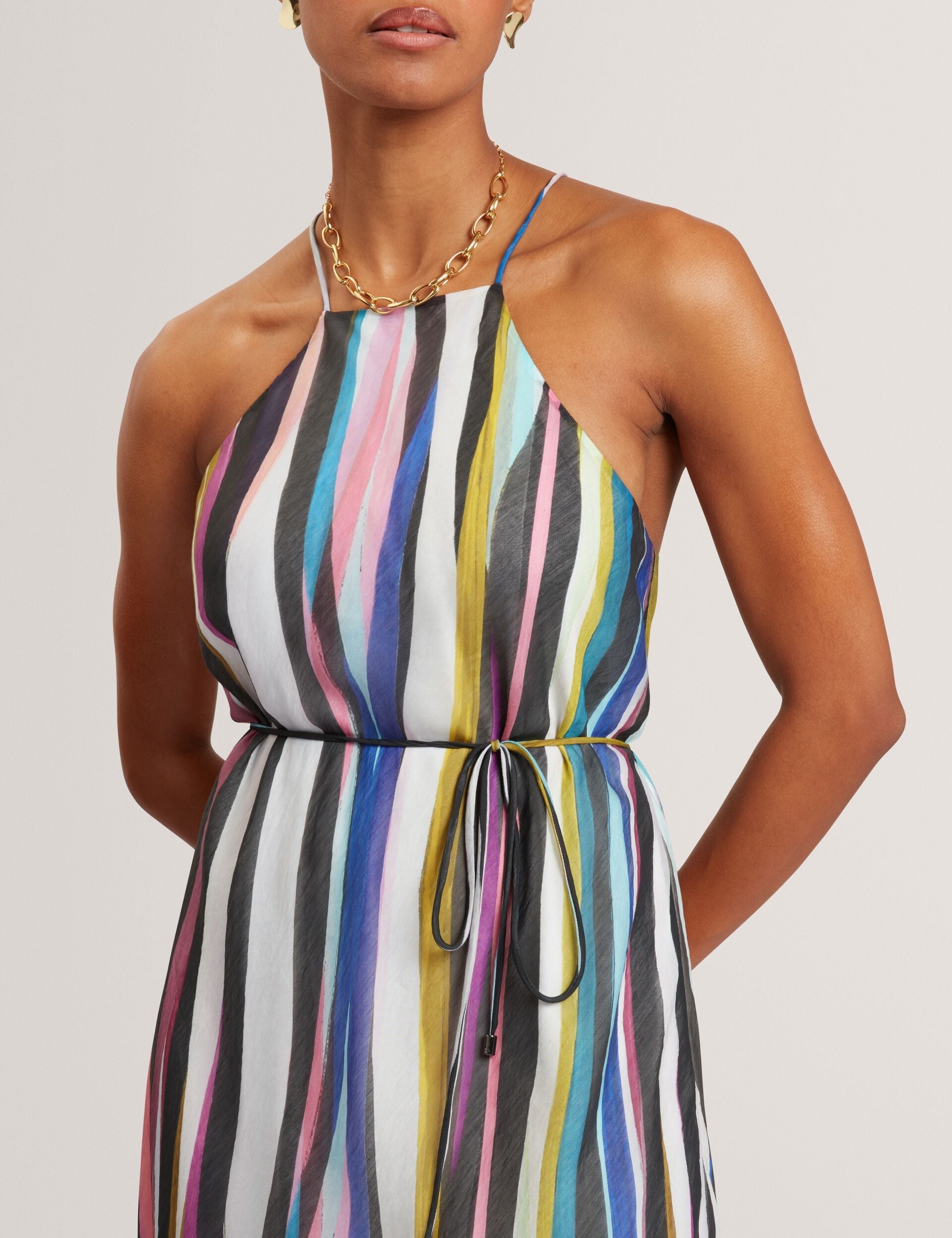 Ted Baker Azurra Wavy Stripe Halterneck Midi Dress Women's