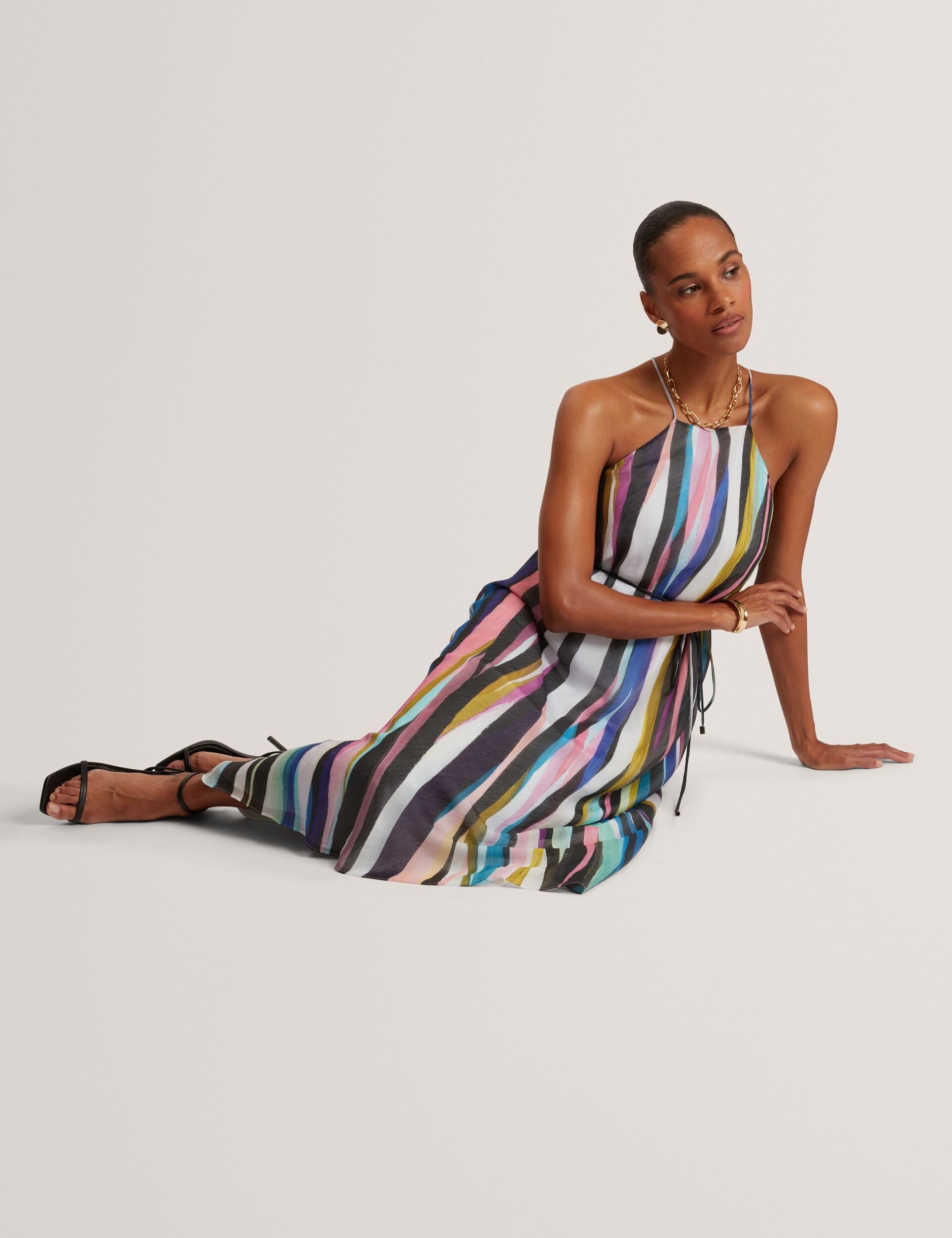 Ted Baker Azurra Wavy Stripe Halterneck Midi Dress Women's