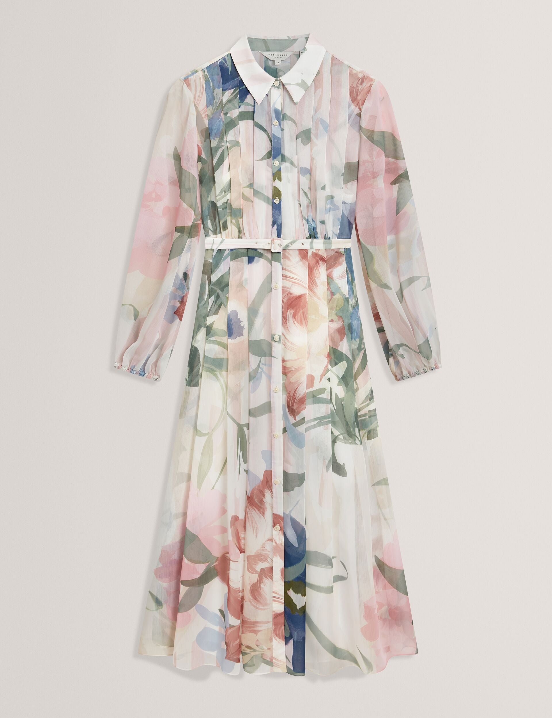 Ted Baker Arnia Soft Blooms Pleated Midi Shirt Dress Women's