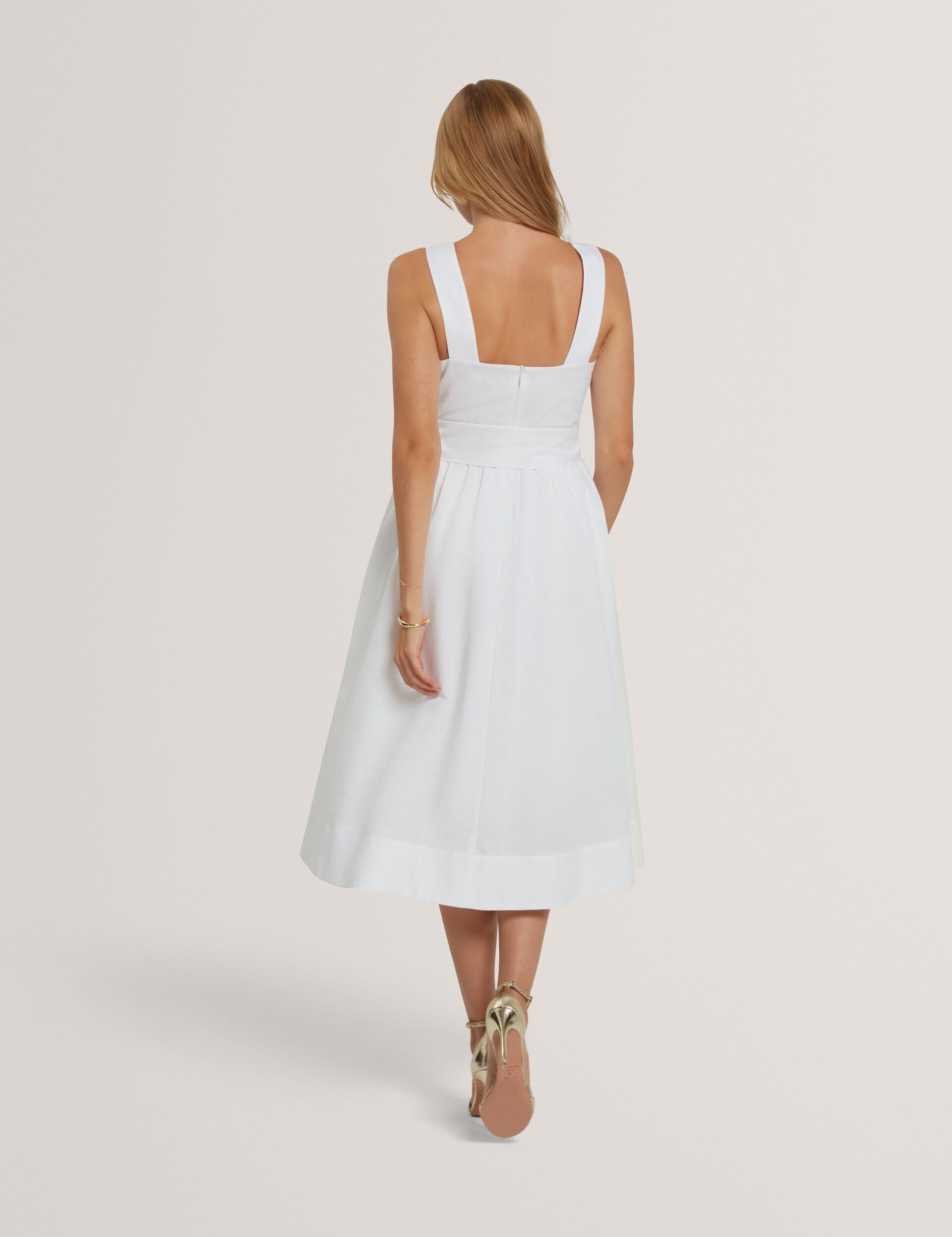 Ted Baker Gemha Printed Skirt Linen Cotton Midi Sundress Women's