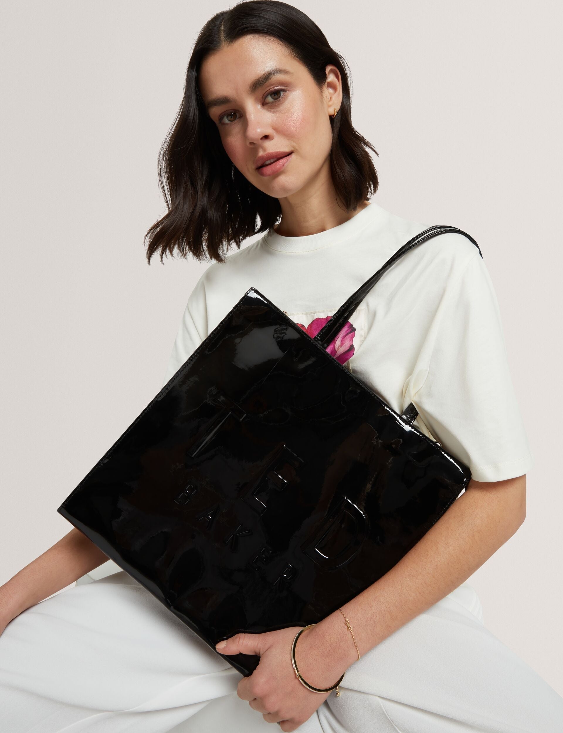 Ted Baker Iconny Patent Webbing Strap Large Icon Tote Bag Women's
