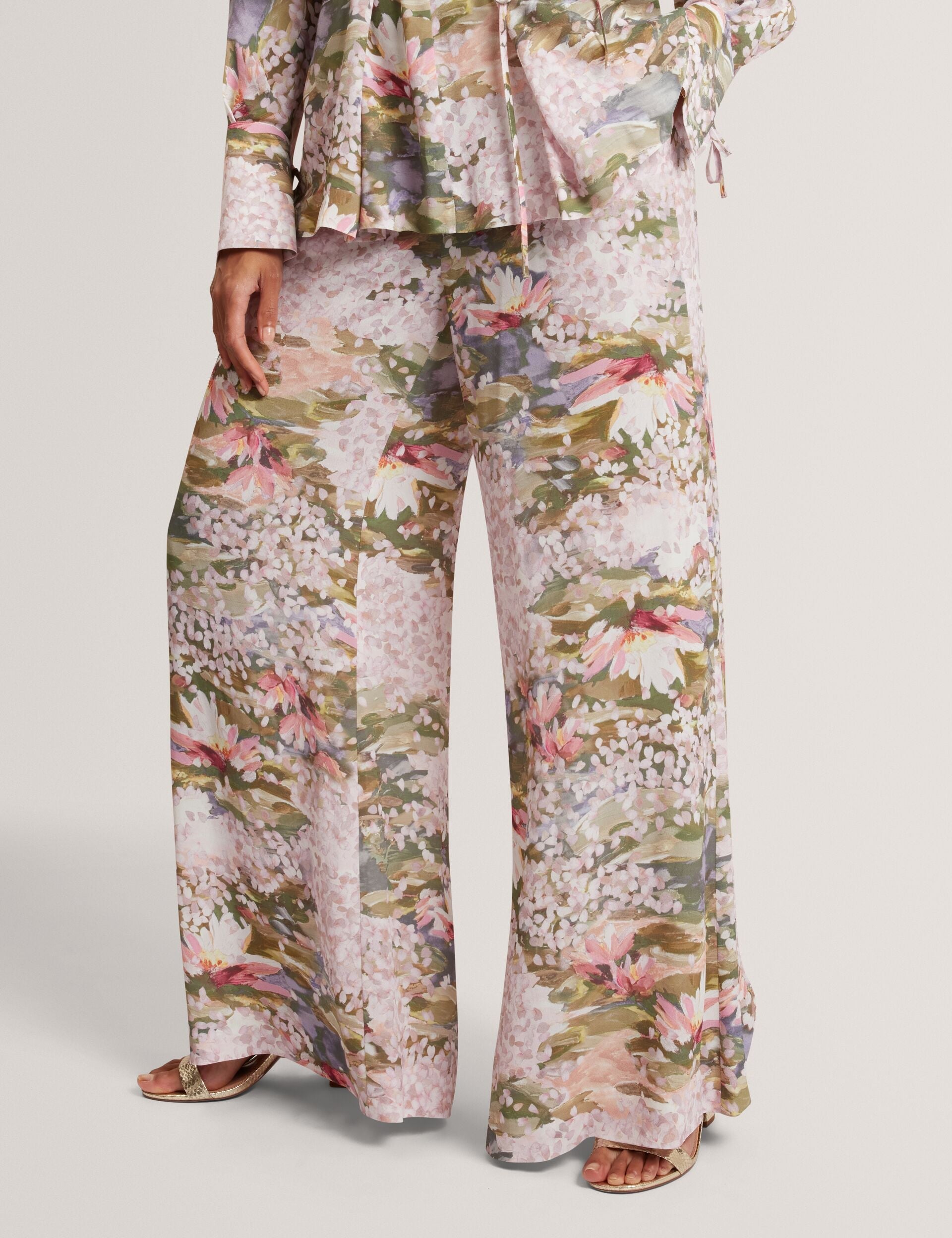 Ted Baker Spiree Lilypad Print Pullon Wide Leg Trousers Women's
