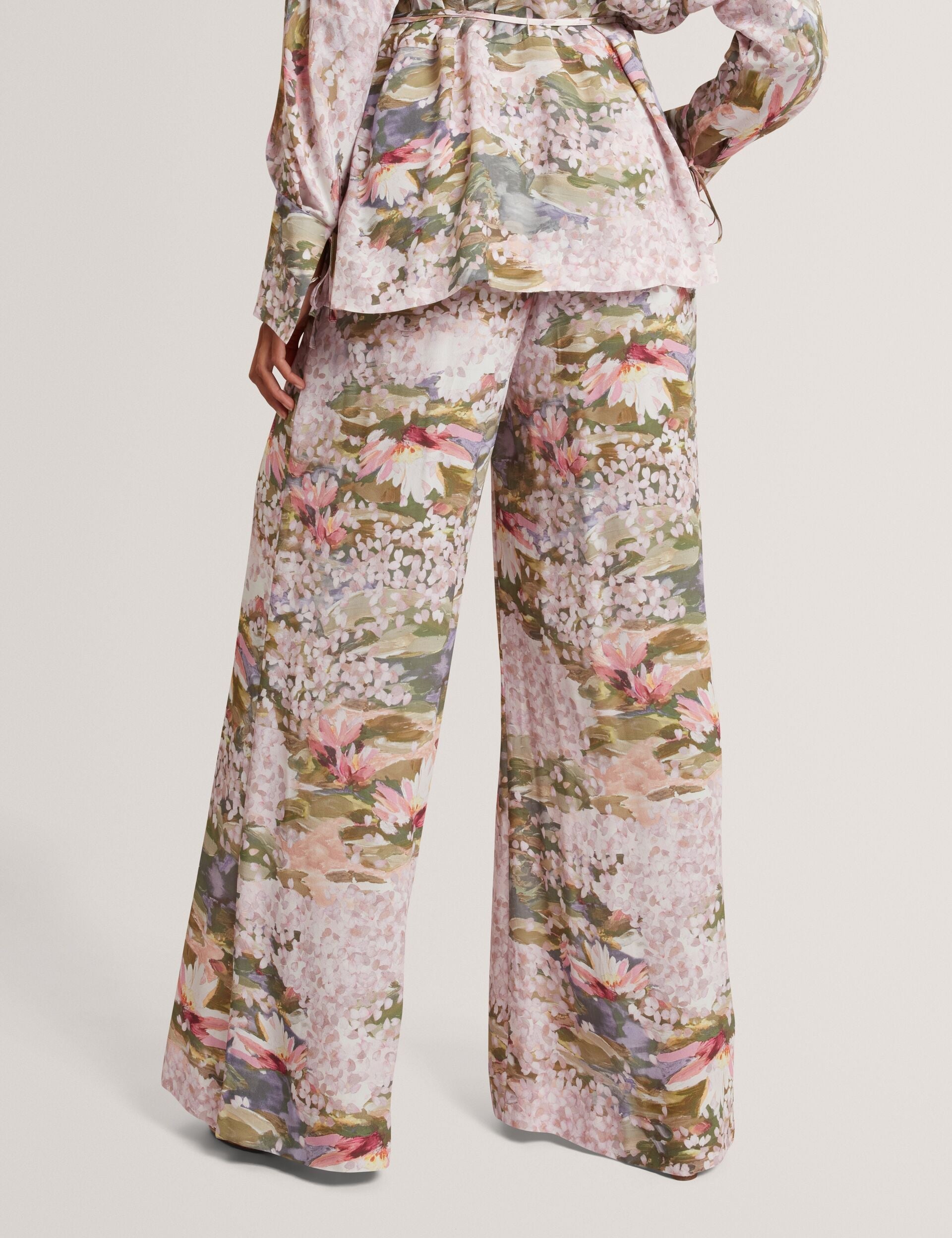 Ted Baker Spiree Lilypad Print Pullon Wide Leg Trousers Women's